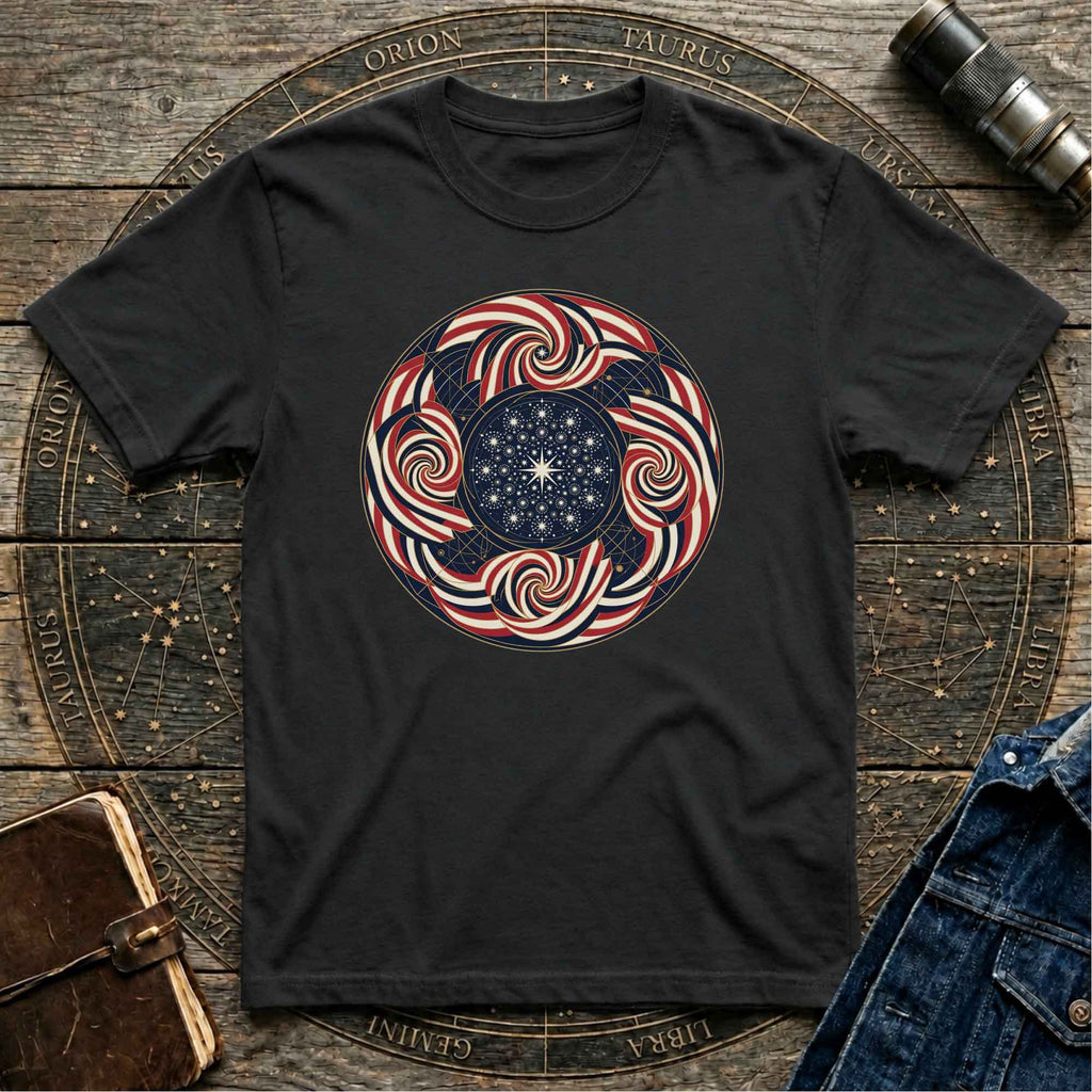 Patriotic USA Flag inspired Sacred Geometry Tee