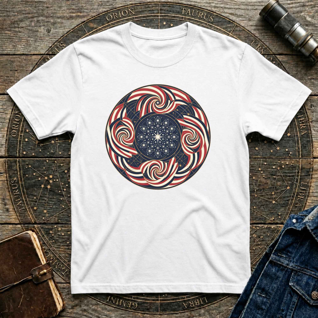 Patriotic USA Flag inspired Sacred Geometry Tee