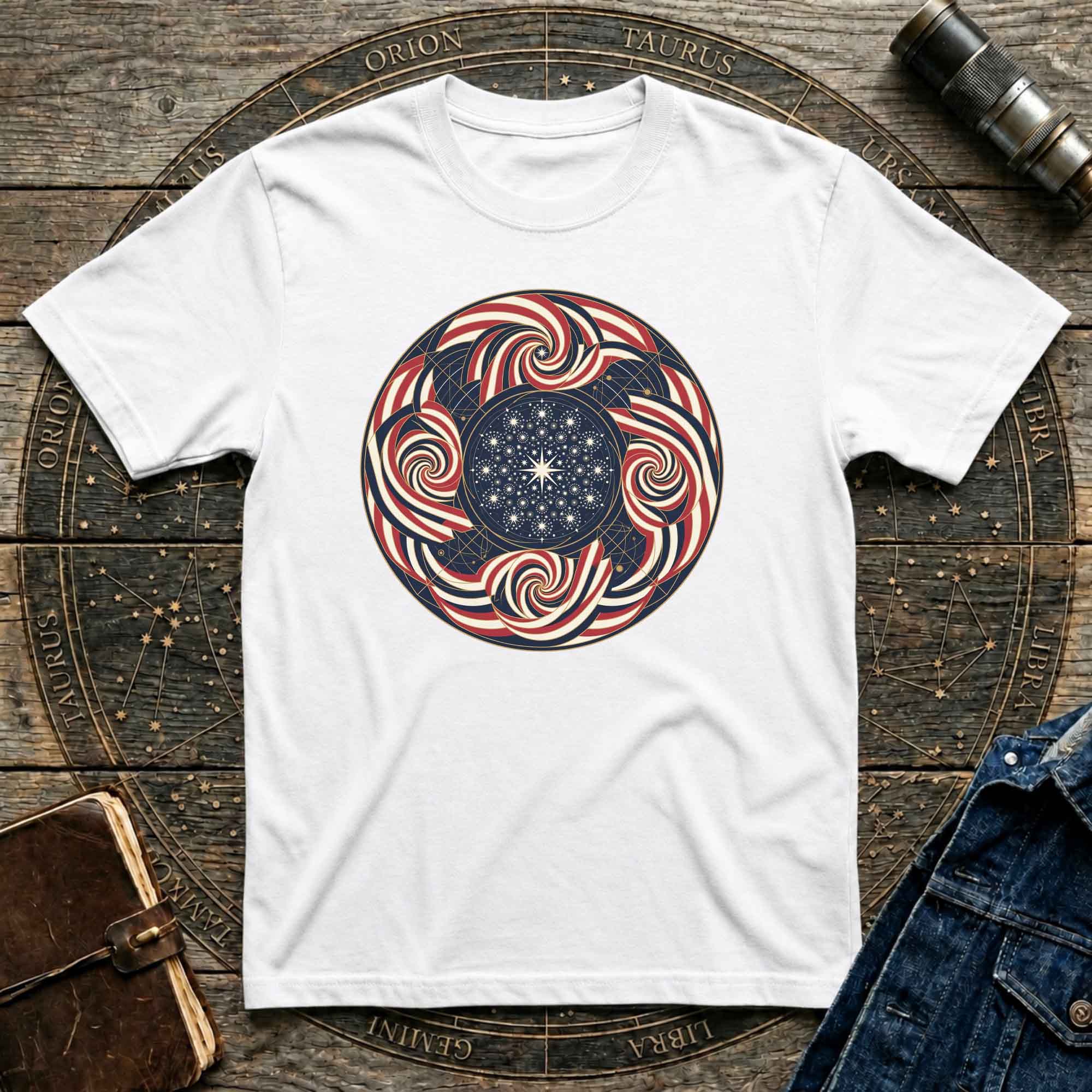 Patriotic USA Flag inspired Sacred Geometry Tee