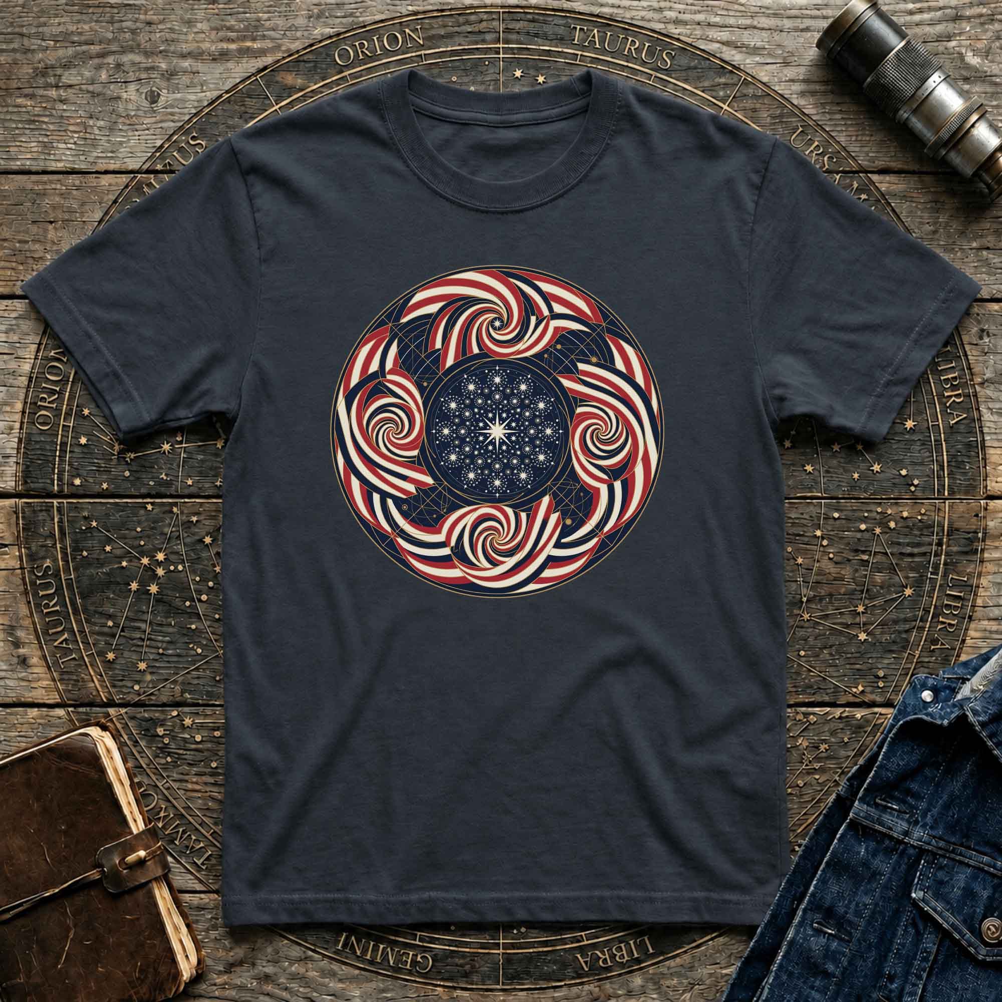Patriotic USA Flag inspired Sacred Geometry Tee
