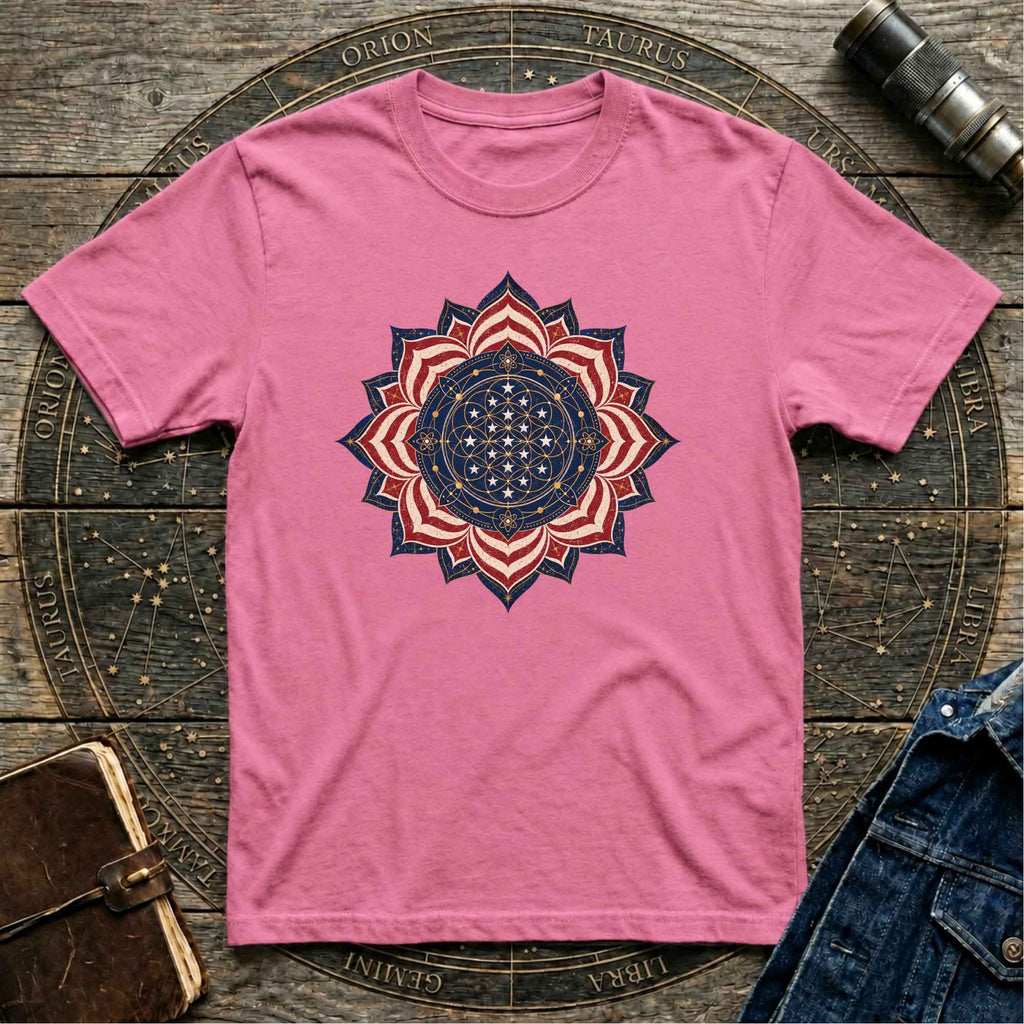 Cosmic USA Flag Inspired Mandala Tee