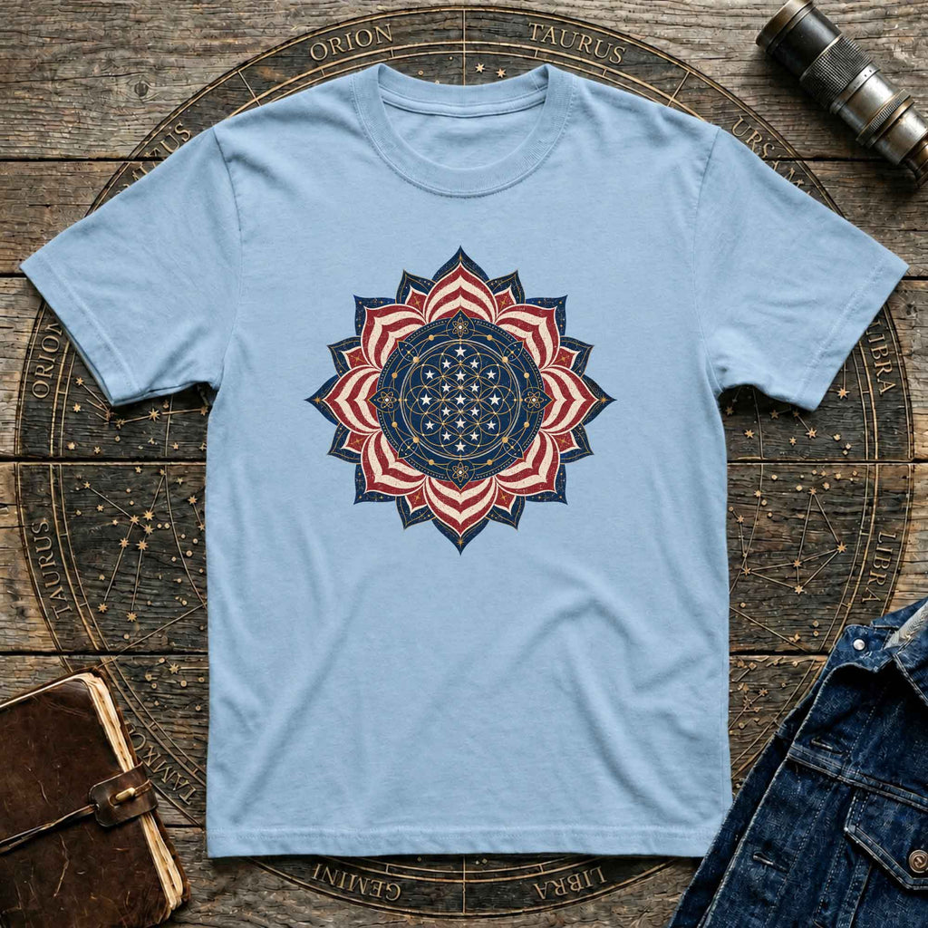 Cosmic USA Flag Inspired Mandala Tee