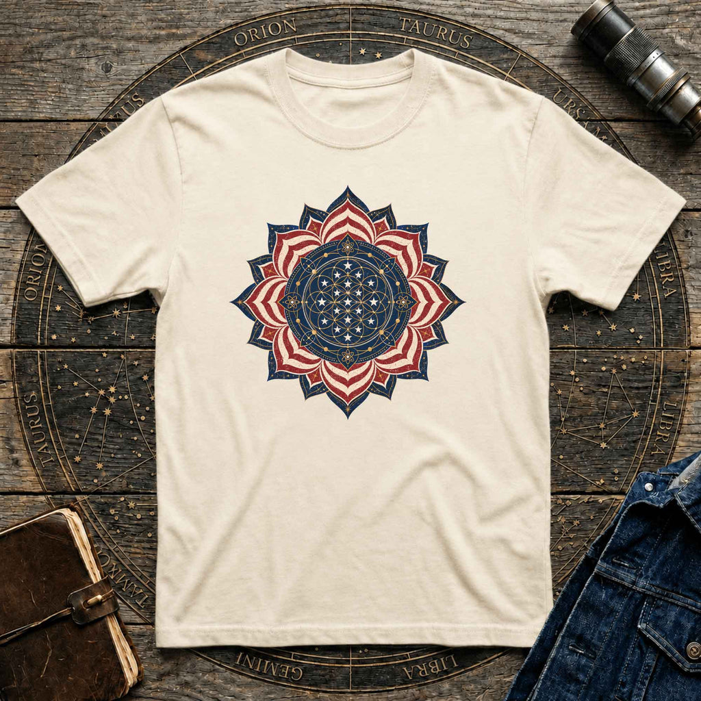 Cosmic USA Flag Inspired Mandala Tee