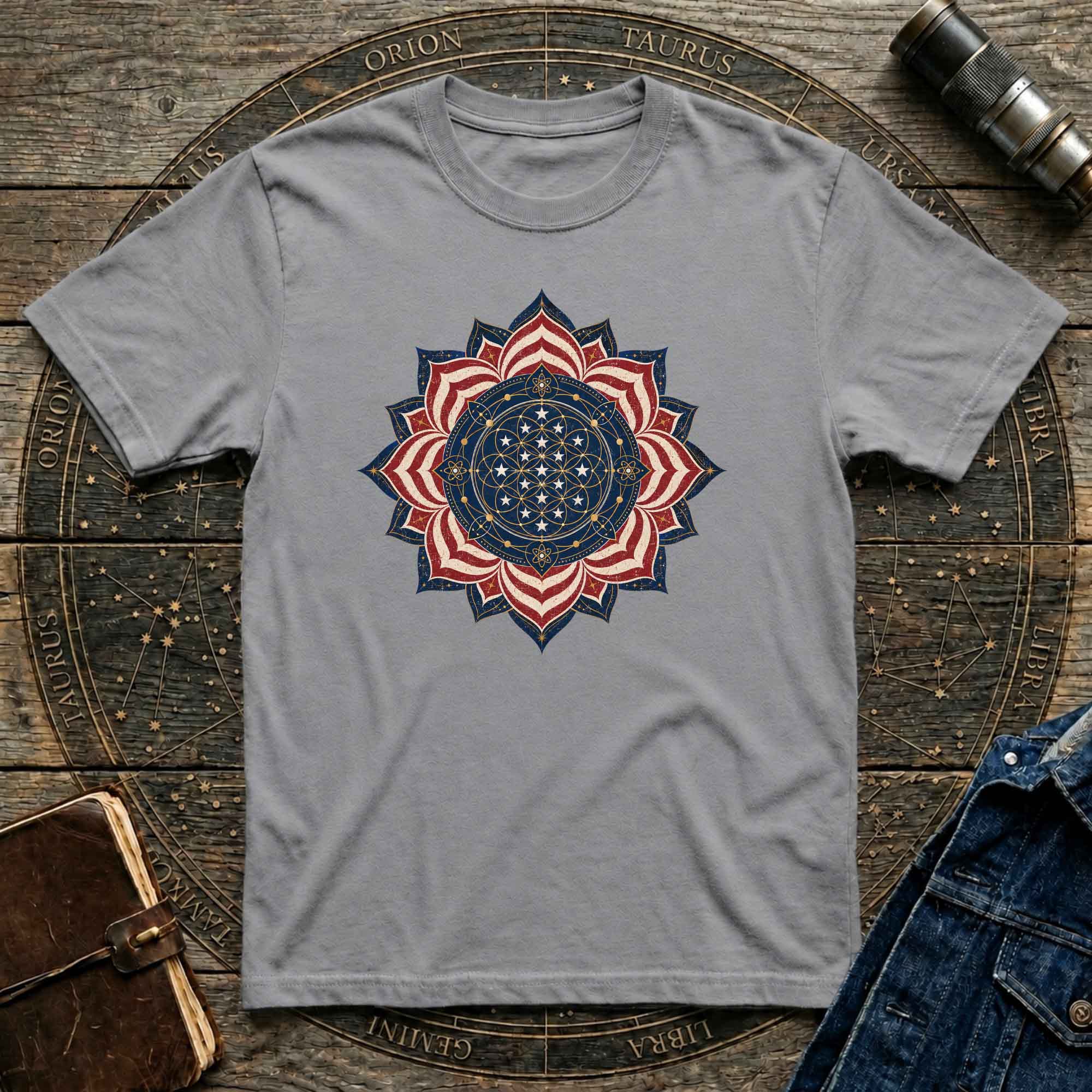 Cosmic USA Flag Inspired Mandala Tee