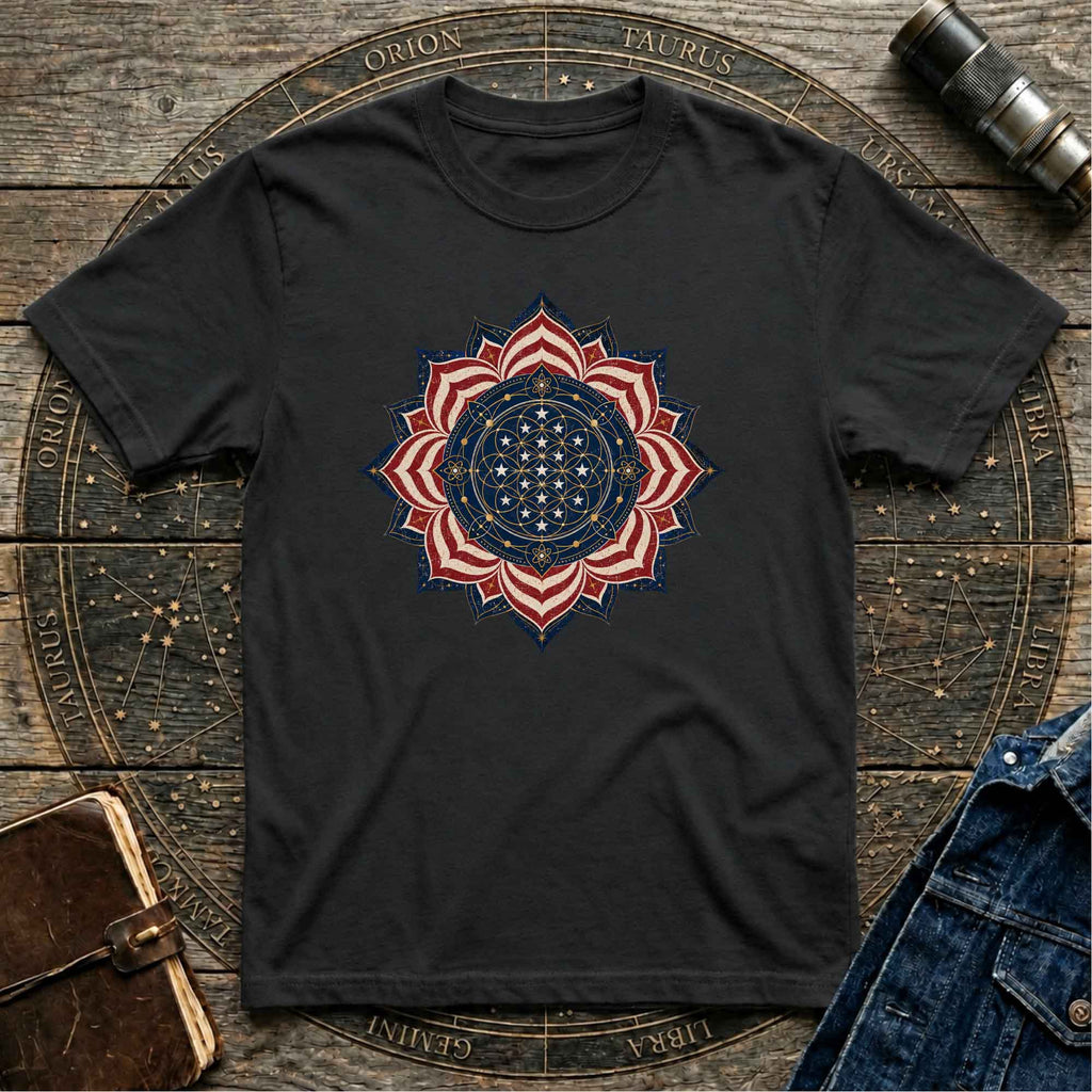 Cosmic USA Flag Inspired Mandala Tee