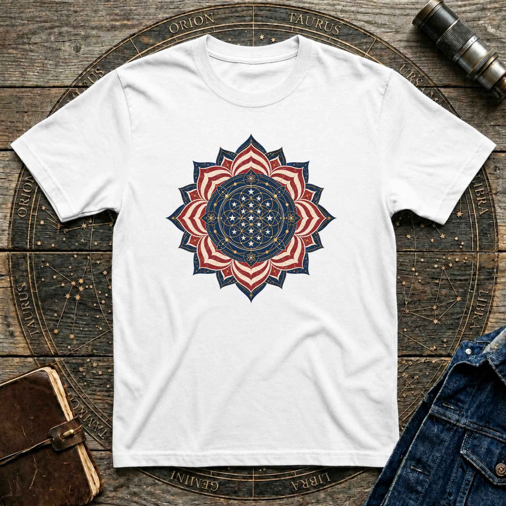 Cosmic USA Flag Inspired Mandala Tee
