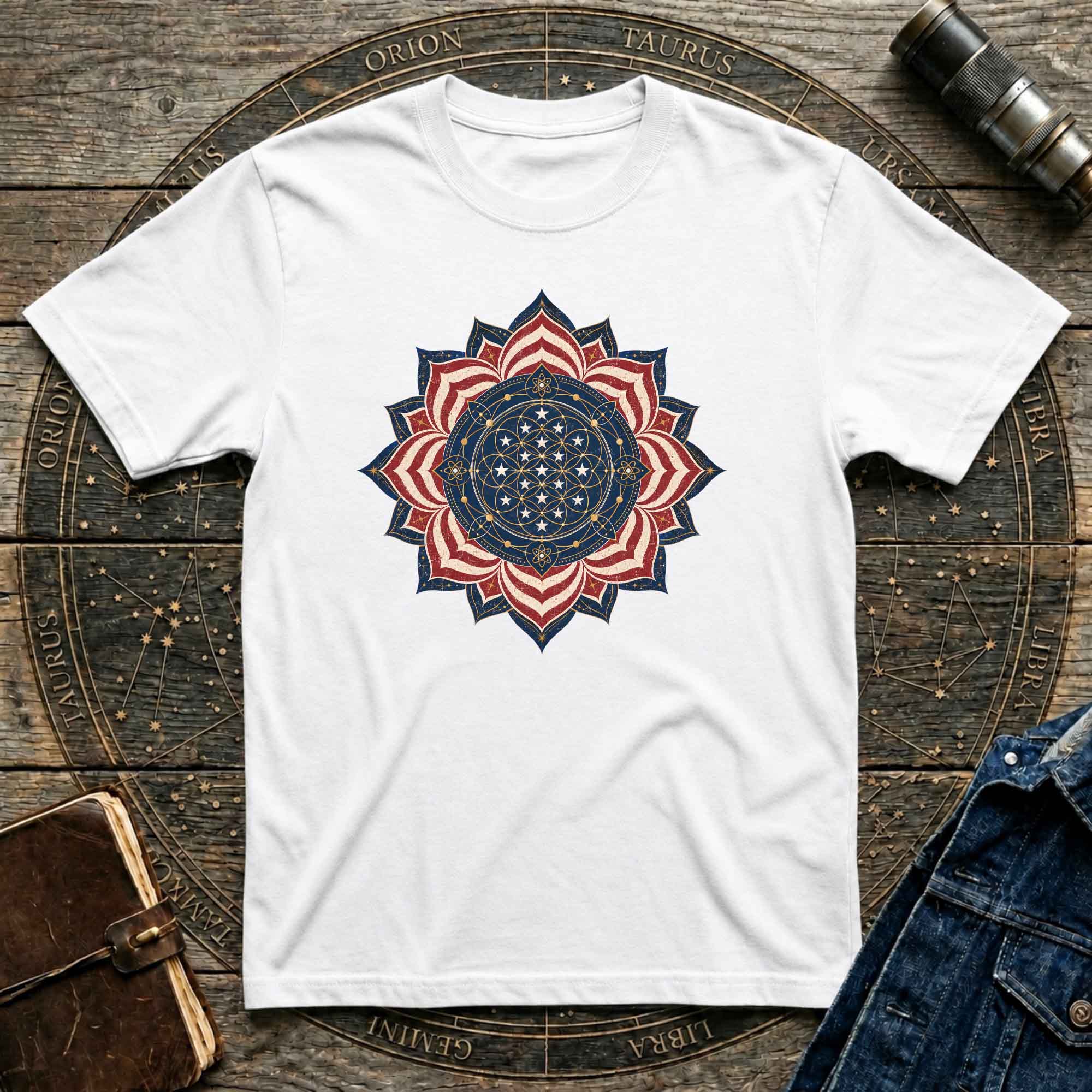 Cosmic USA Flag Inspired Mandala Tee