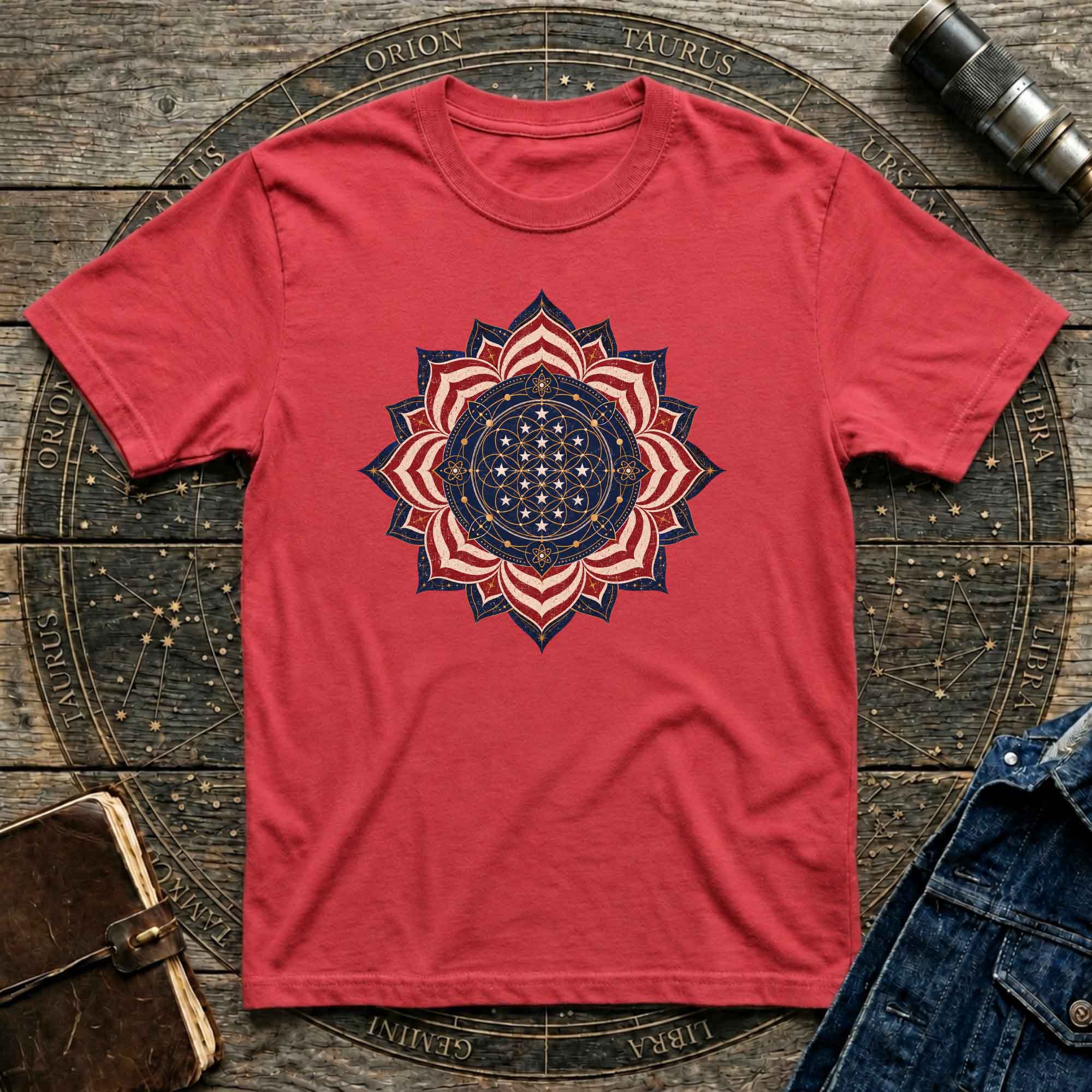 Cosmic USA Flag Inspired Mandala Tee
