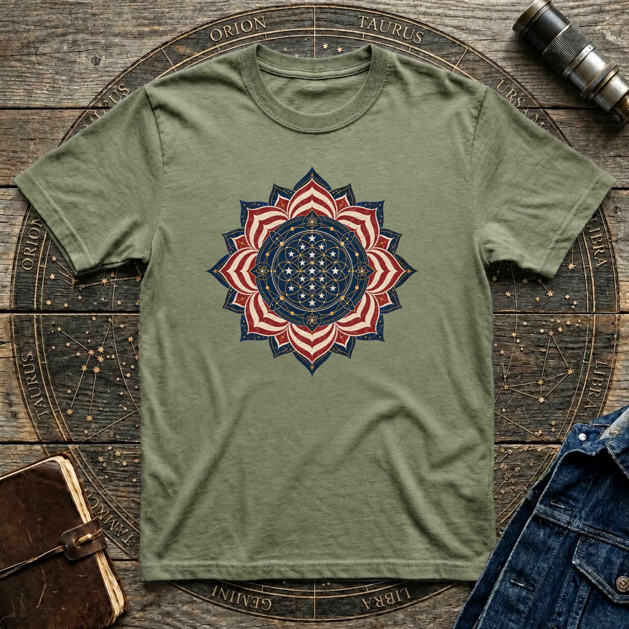 Cosmic USA Flag Inspired Mandala Tee