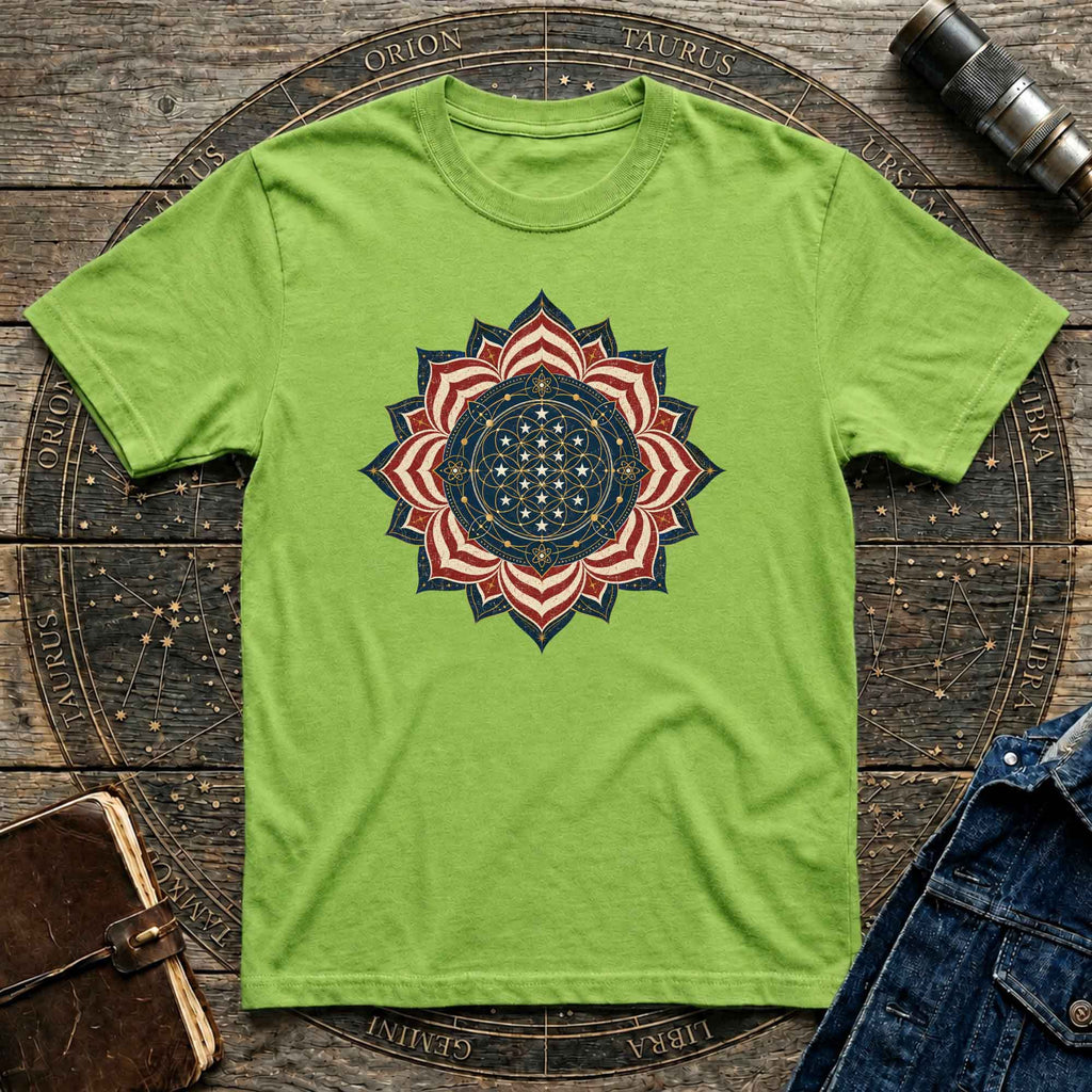 Cosmic USA Flag Inspired Mandala Tee