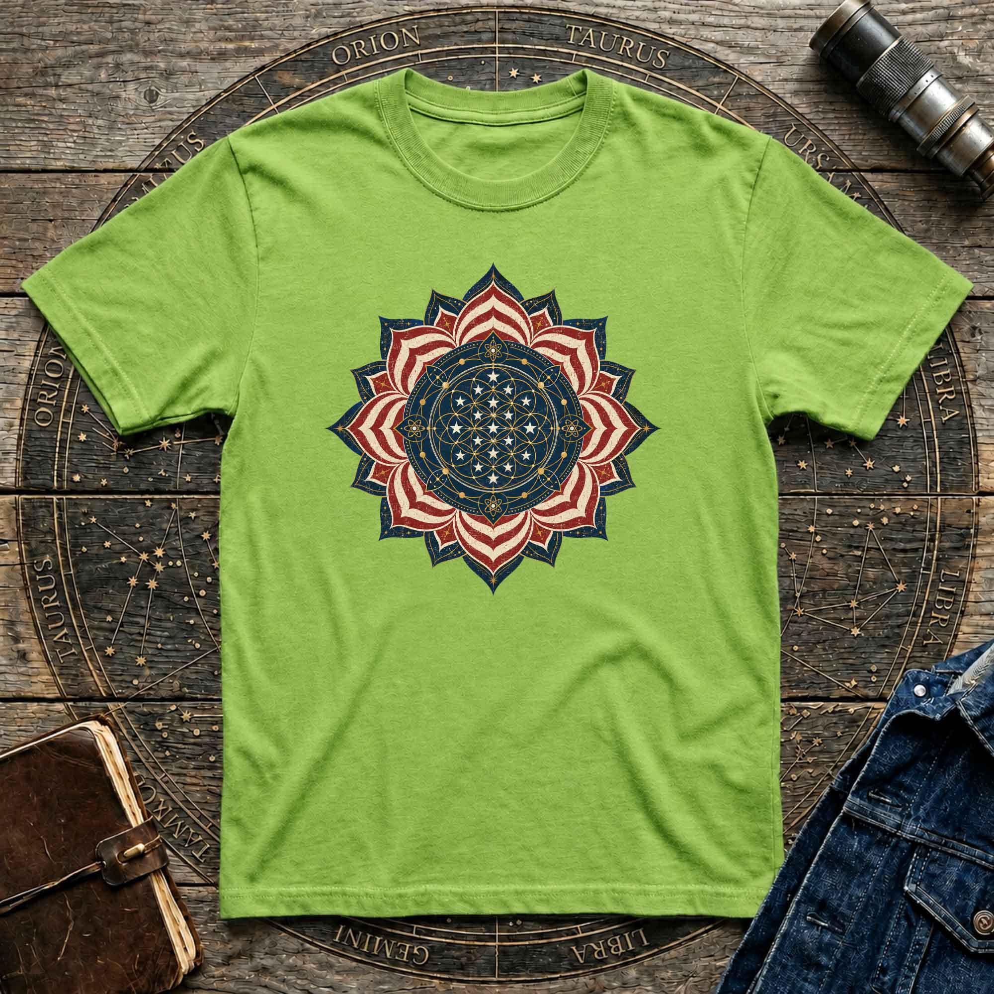 Cosmic USA Flag Inspired Mandala Tee