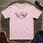 Patriotic Eagle Heart T-Shirt — USA Flag Winged Design
