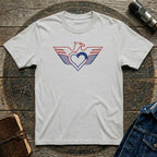 Patriotic Eagle Heart T-Shirt — USA Flag Winged Design