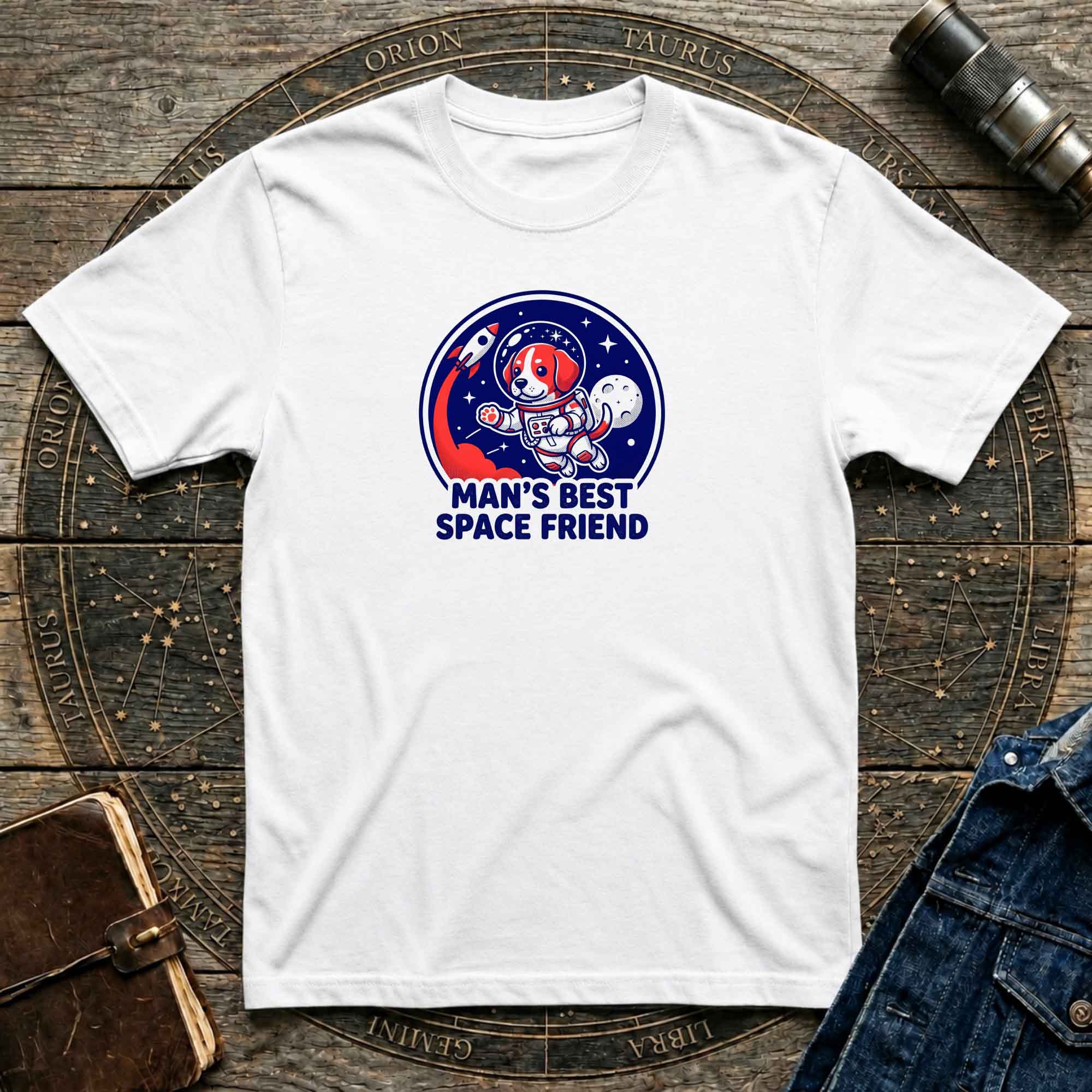 Astronaut Dog Retro T-Shirt