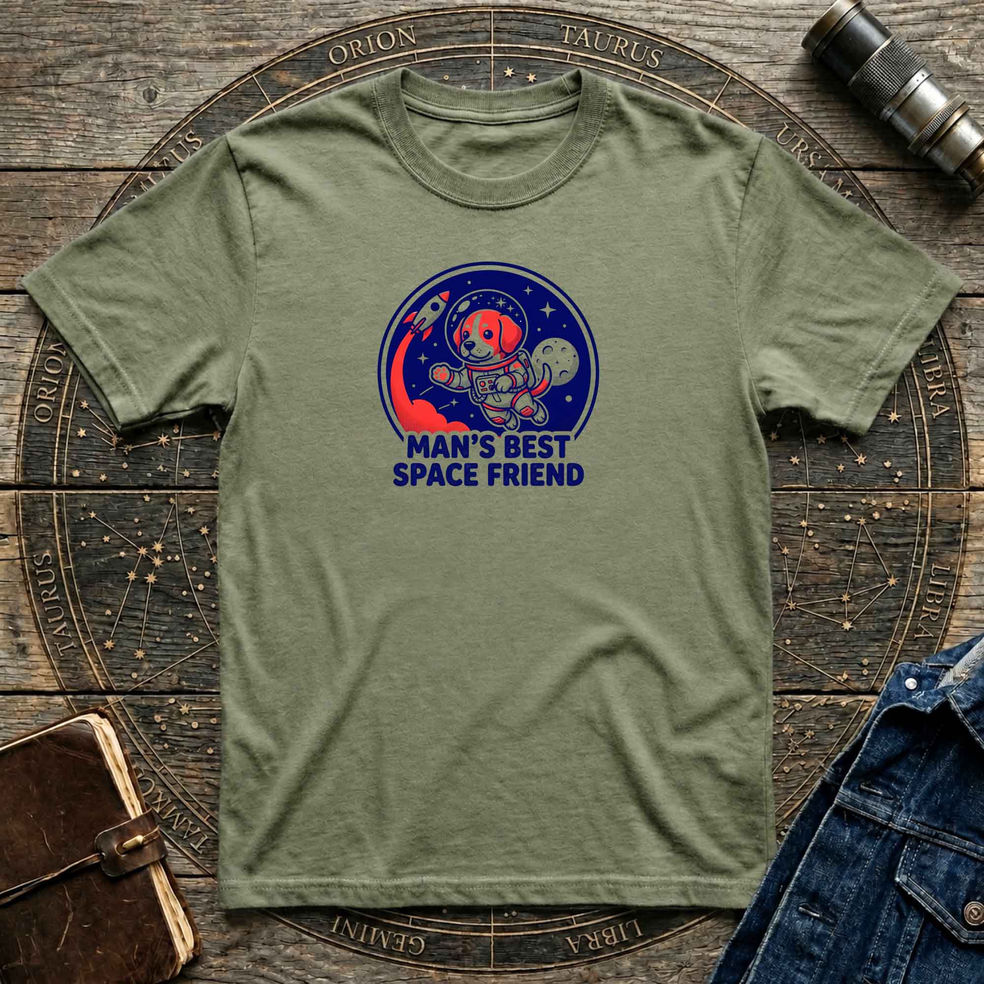 Astronaut Dog Retro T-Shirt