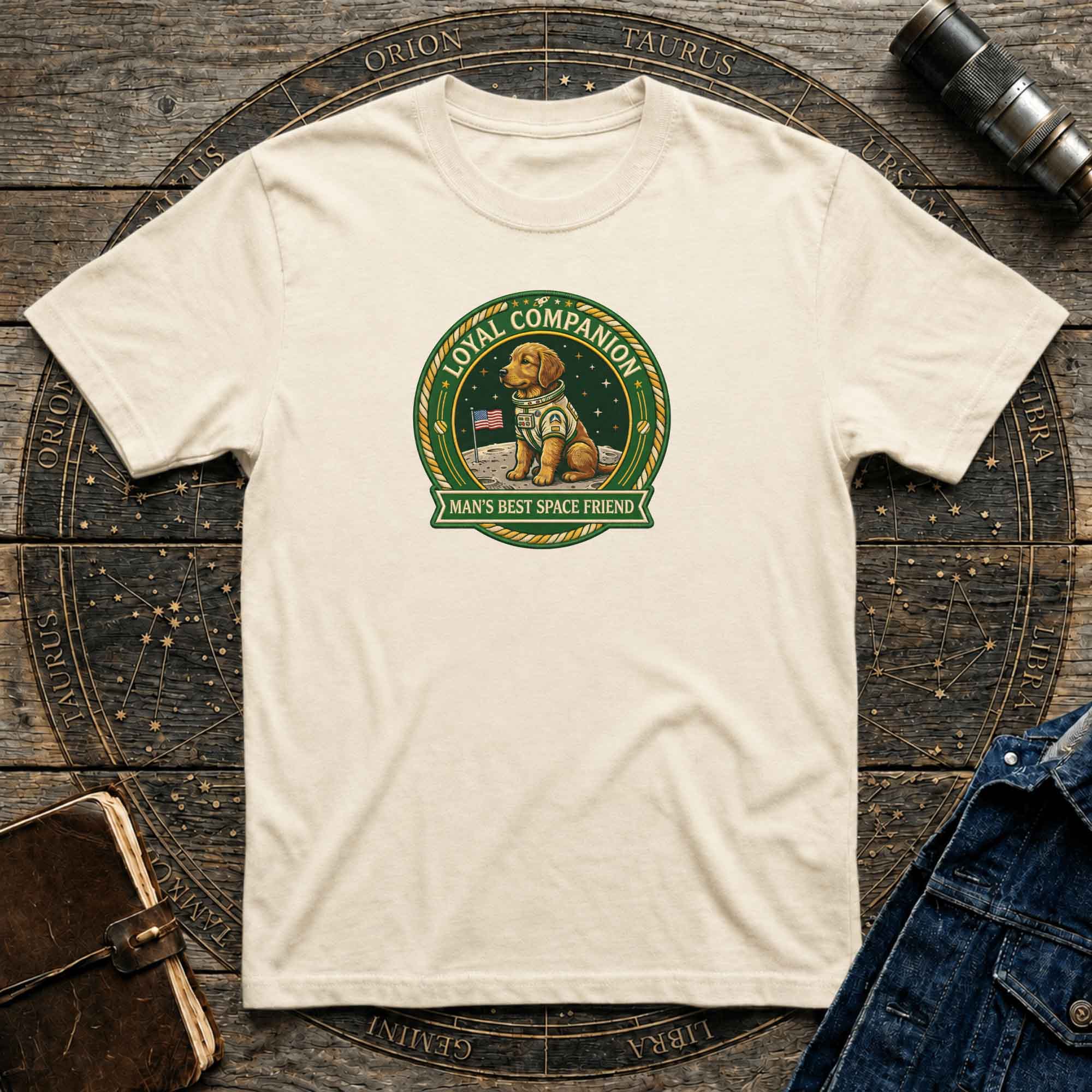 Man's Best Space Friend Astronaut Dog Retro Tee