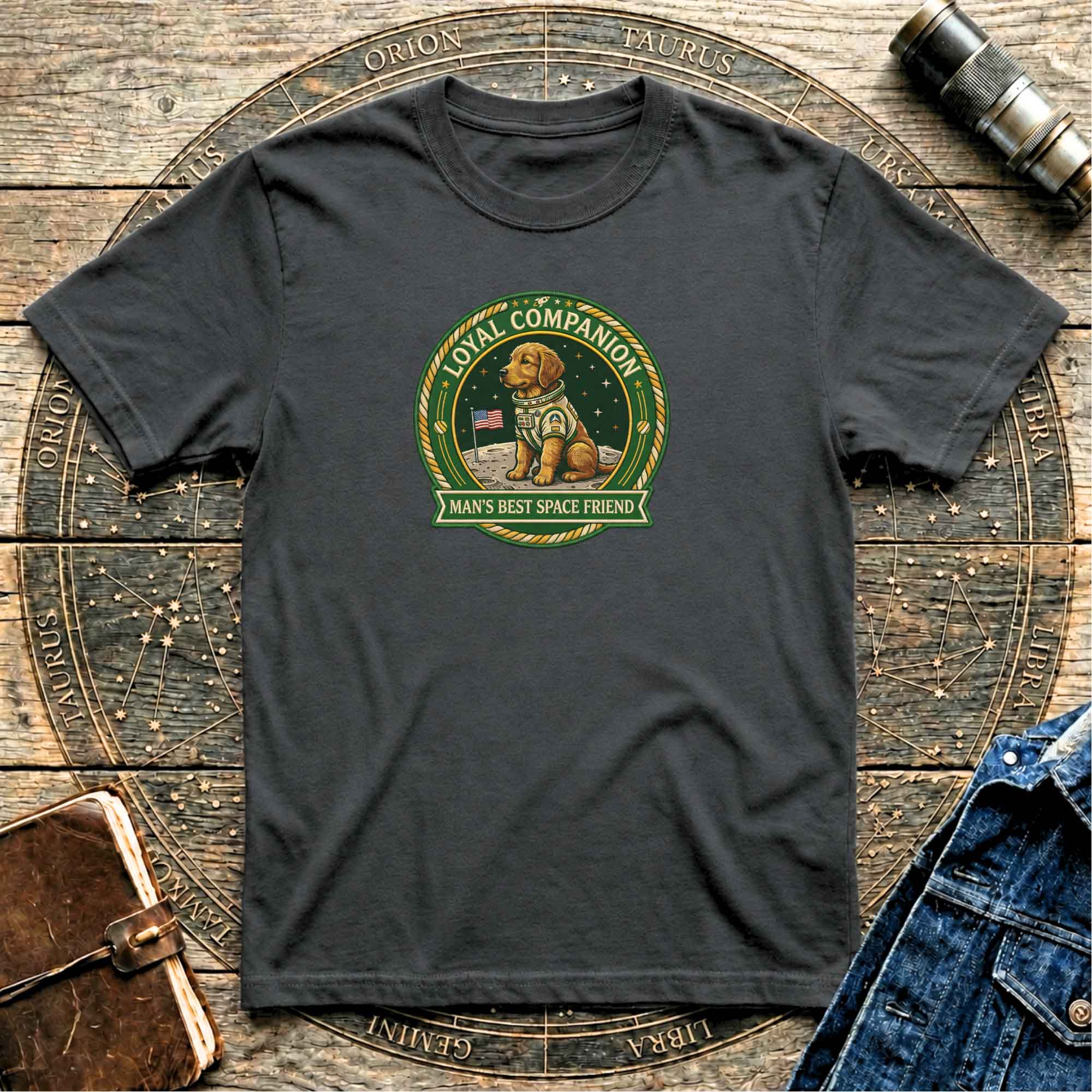 Man's Best Space Friend Astronaut Dog Retro Tee