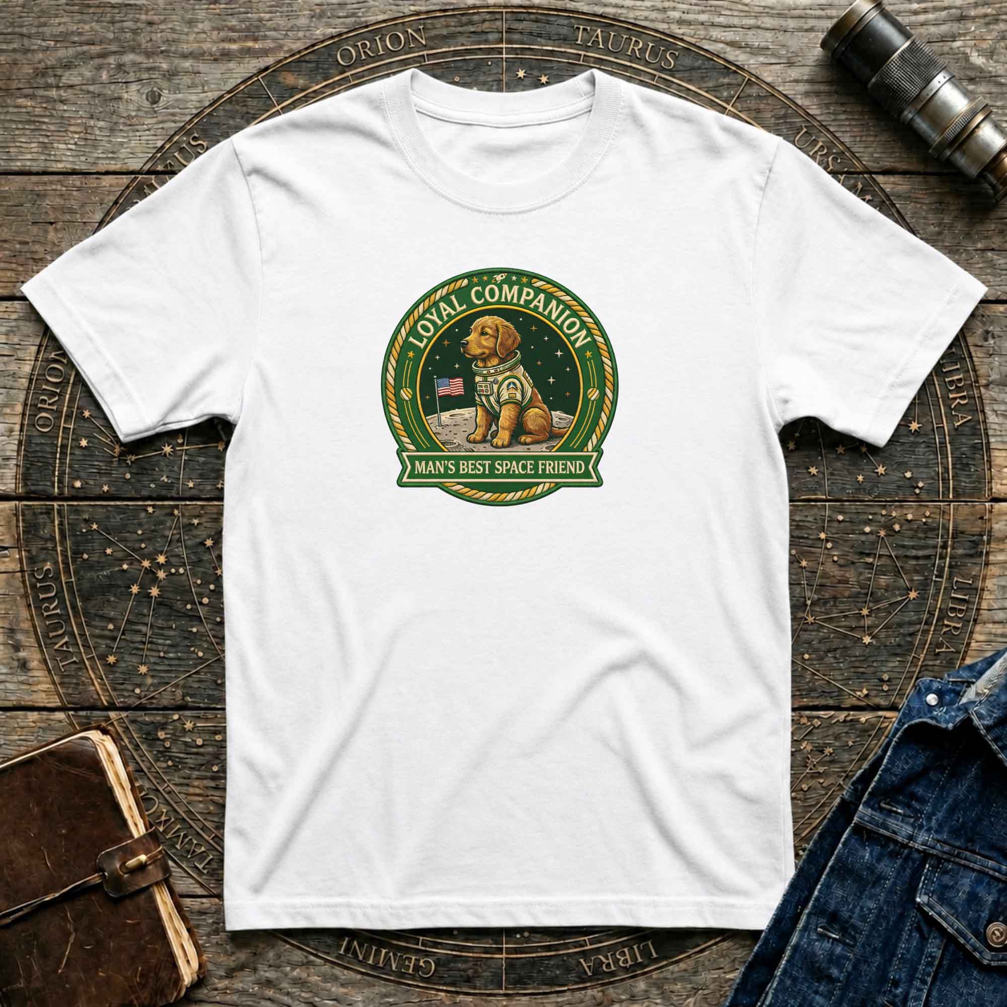 Man's Best Space Friend Astronaut Dog Retro Tee