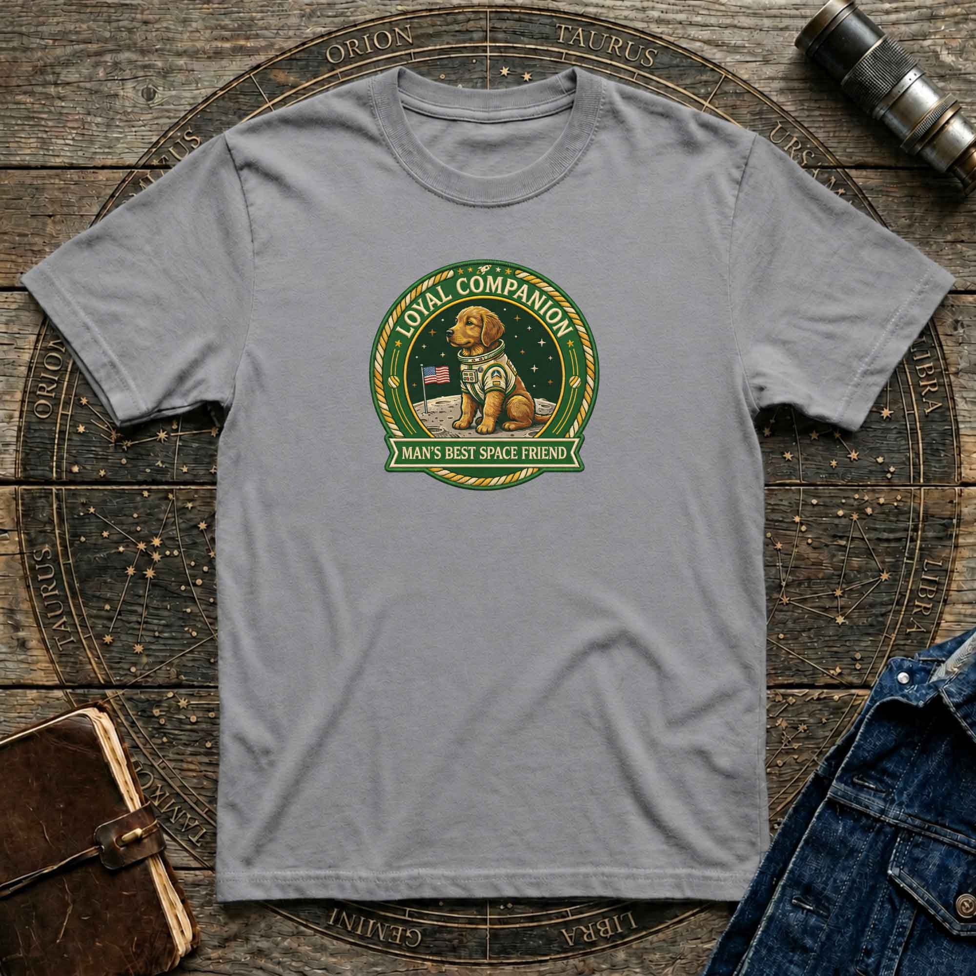 Man's Best Space Friend Astronaut Dog Retro Tee
