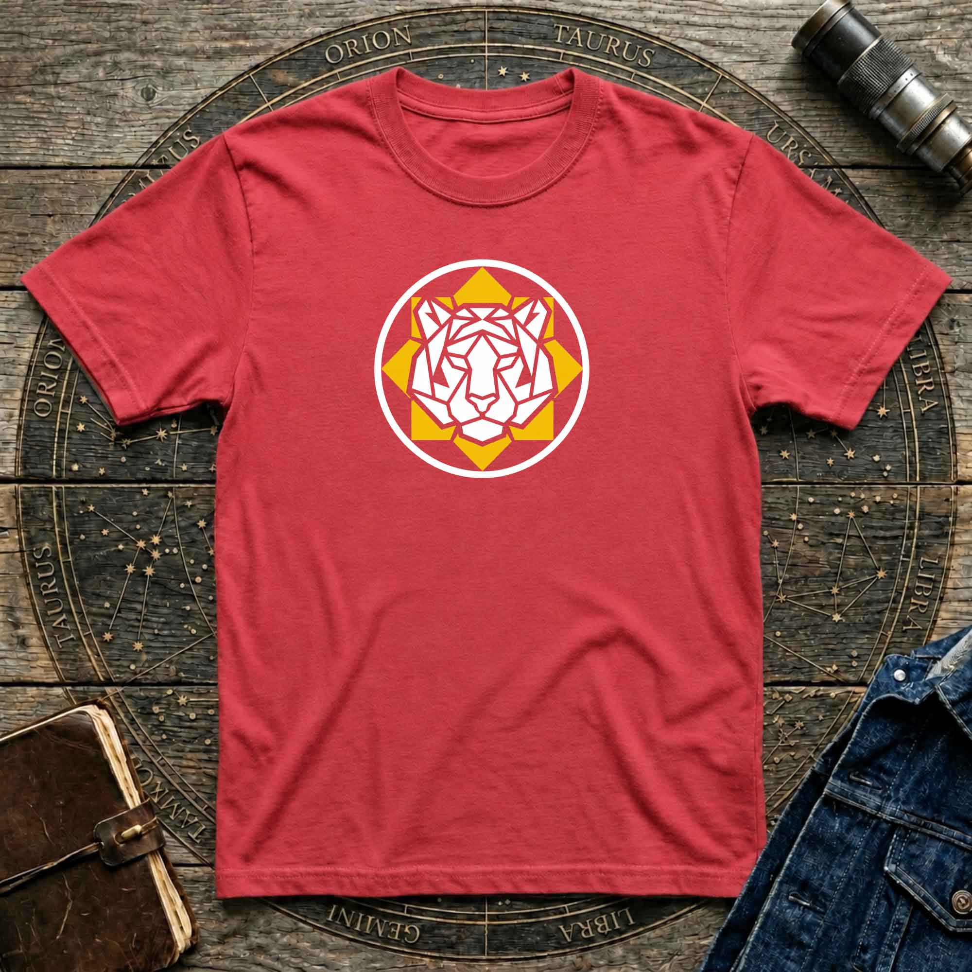 Bold Yellow & White Lion Face Graphic T-Shirt
