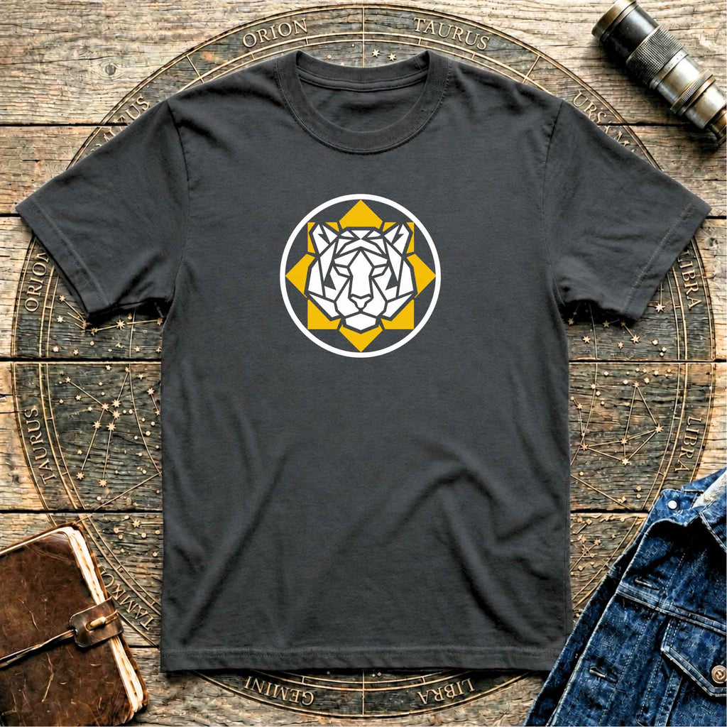 Bold Yellow & White Lion Face Graphic T-Shirt