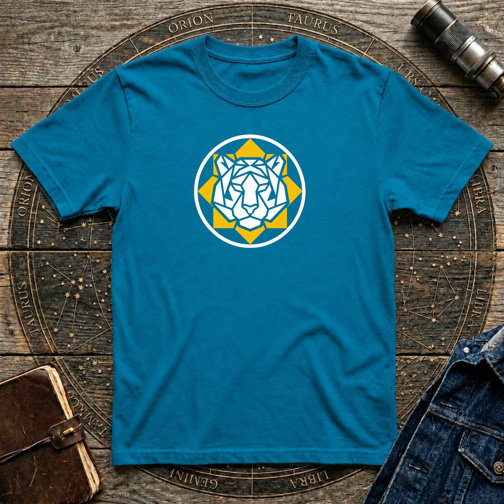 Bold Yellow & White Lion Face Graphic T-Shirt