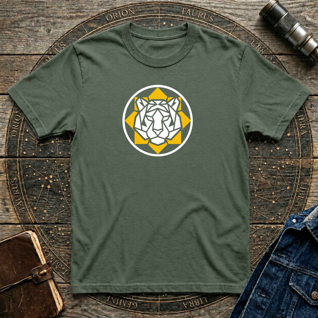 Bold Yellow & White Lion Face Graphic T-Shirt