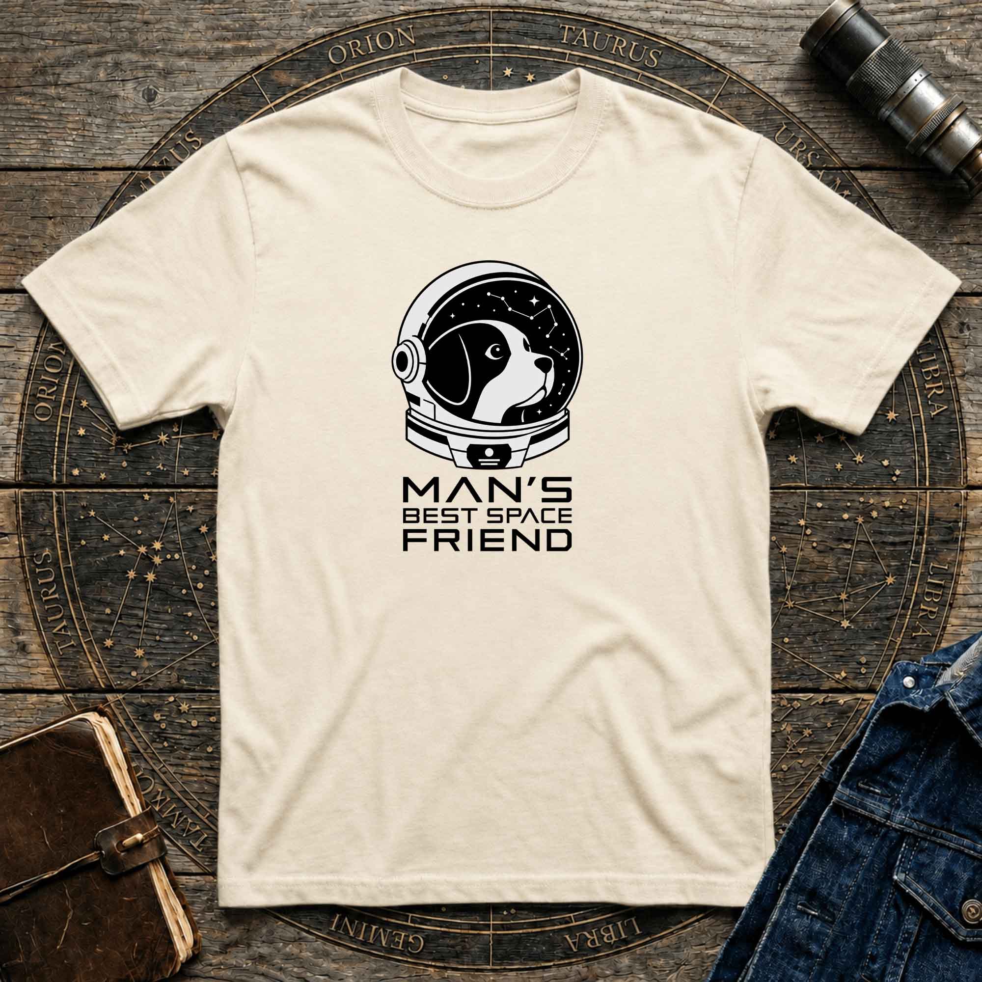 "Man's Best Space Friend" Minimal Space Pup Tee