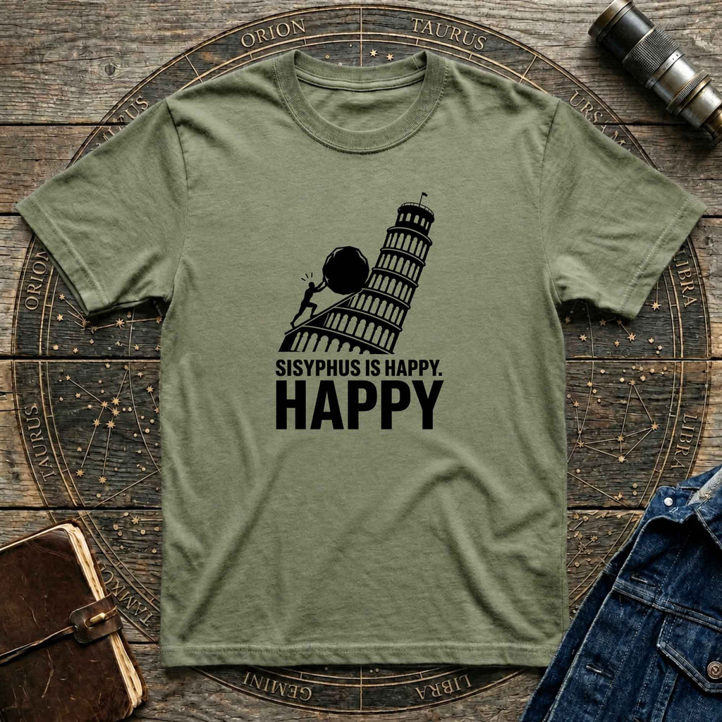 Sisyphus Is Happy Leaning Tower T-Shirt
