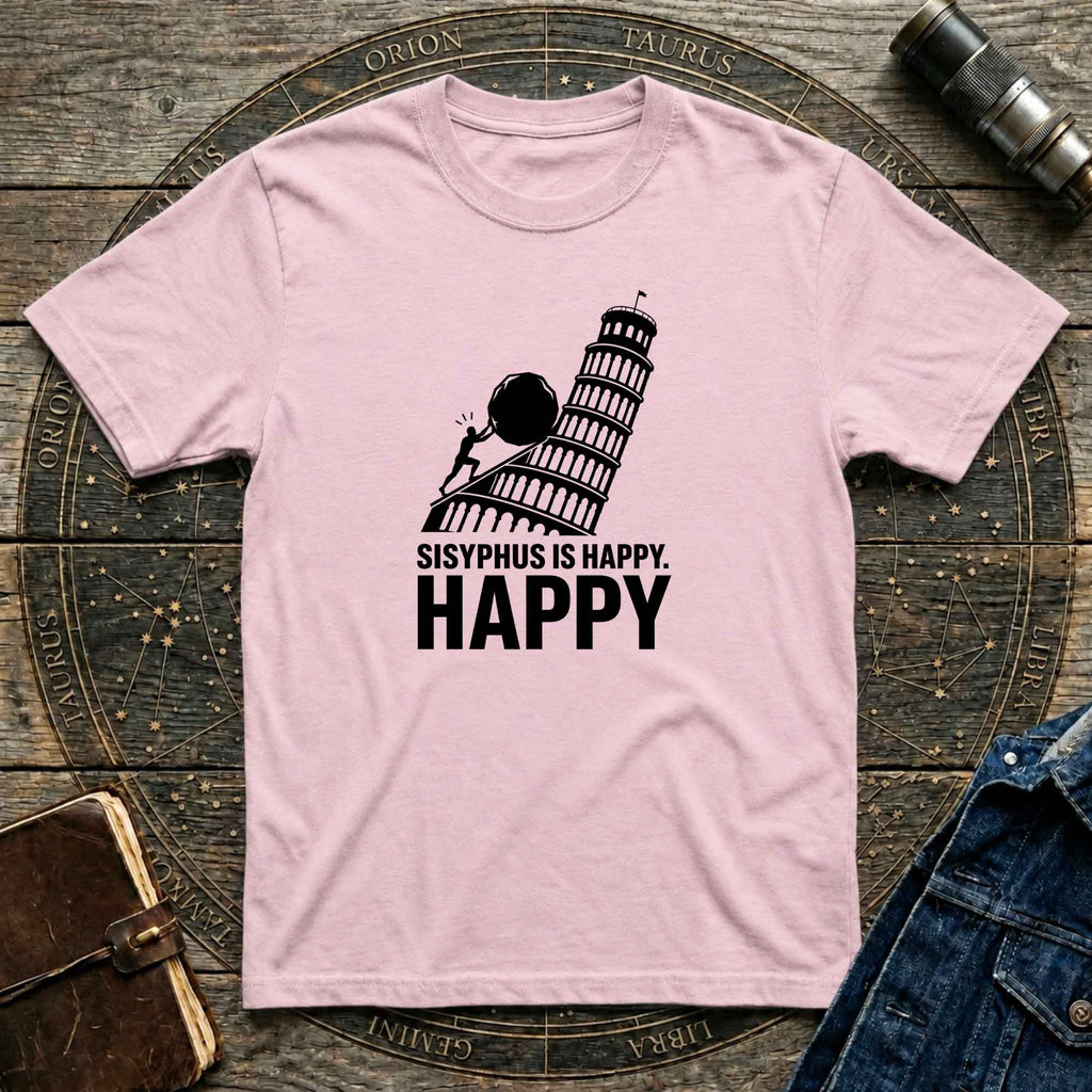 Sisyphus Is Happy Leaning Tower T-Shirt