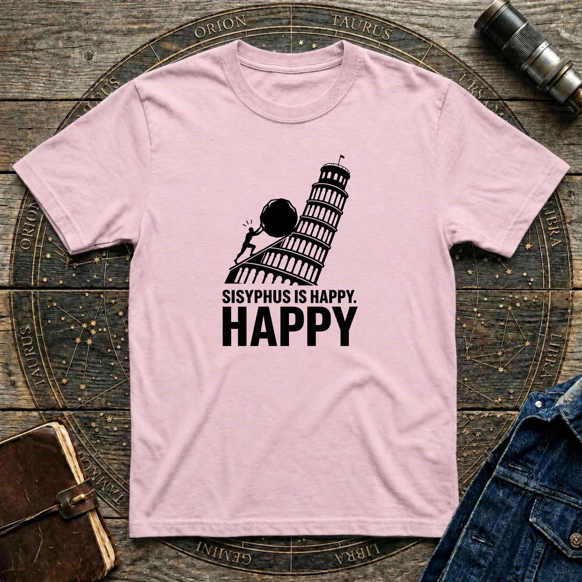 Sisyphus Is Happy Leaning Tower T-Shirt