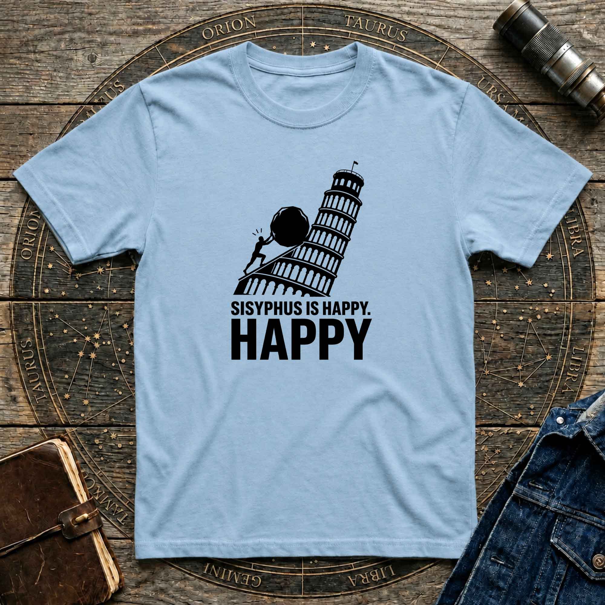 Sisyphus Is Happy Leaning Tower T-Shirt