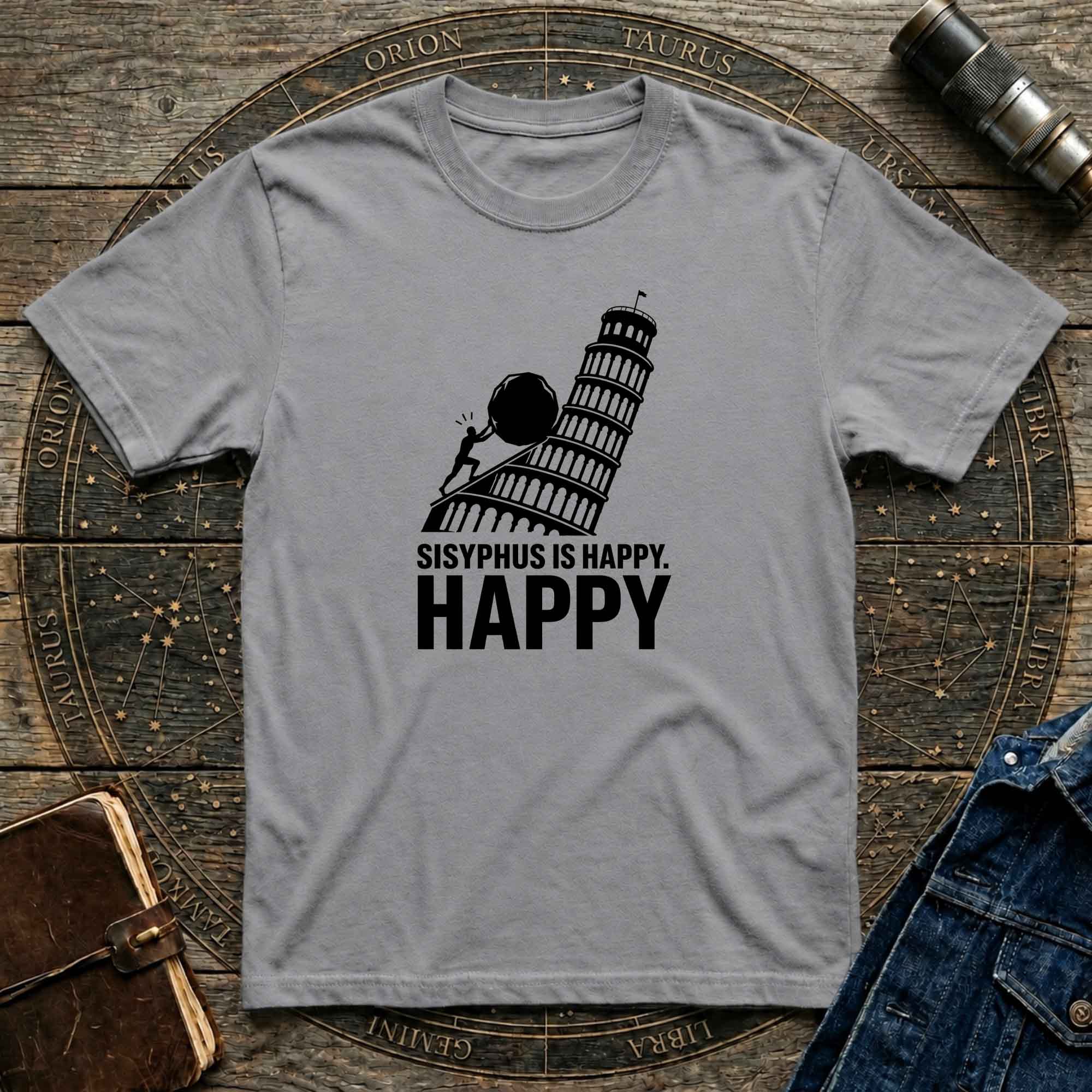 Sisyphus Is Happy Leaning Tower T-Shirt
