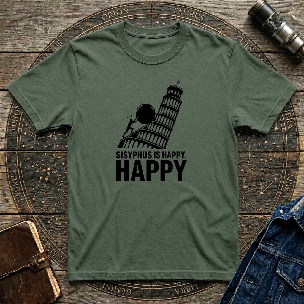 Sisyphus Is Happy Leaning Tower T-Shirt