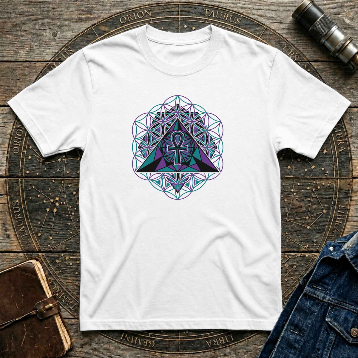 Ankh Pyramid Sacred Geometry Tee