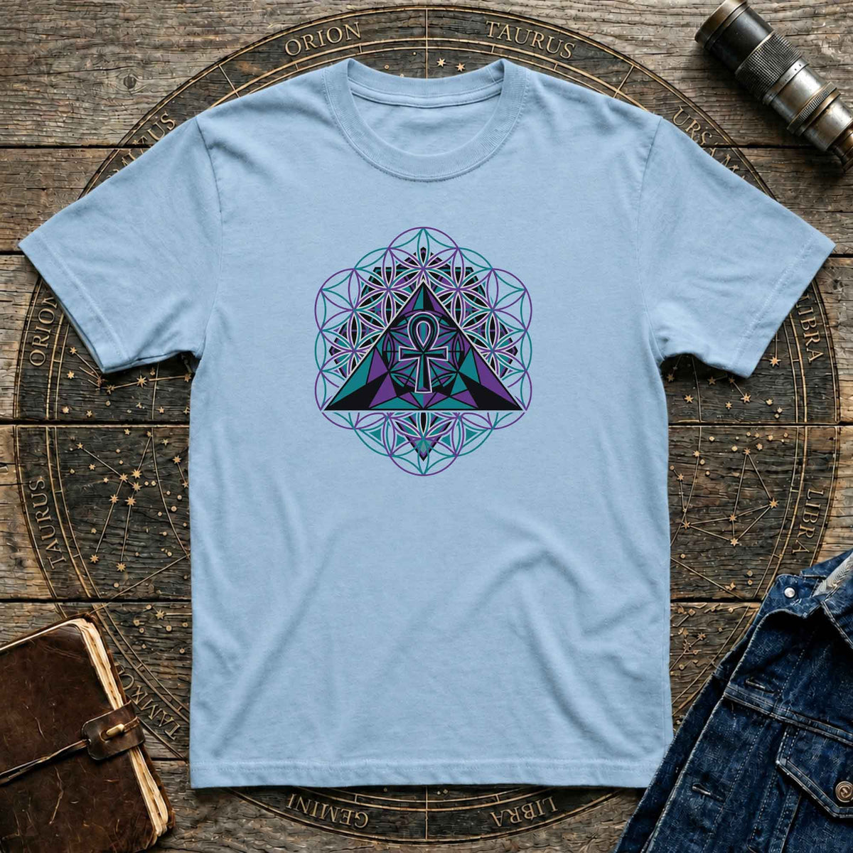 Ankh Pyramid Sacred Geometry Tee
