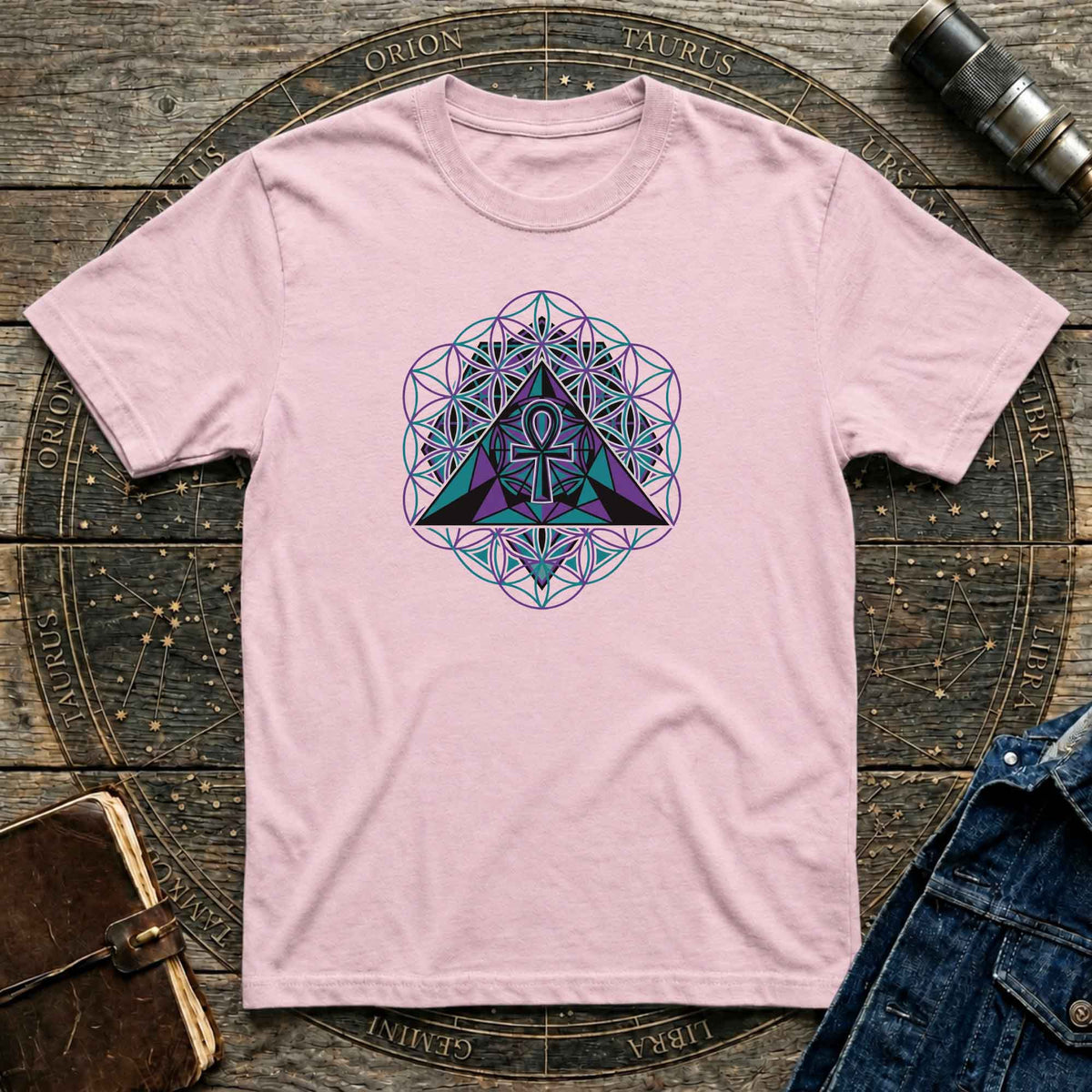 Ankh Pyramid Sacred Geometry Tee