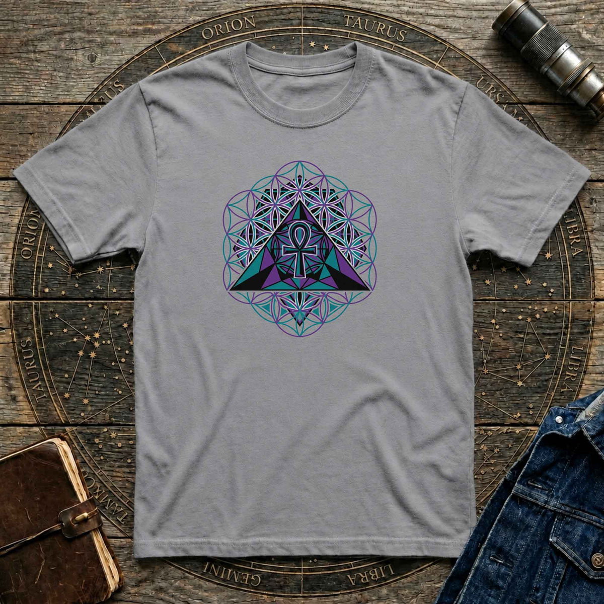 Ankh Pyramid Sacred Geometry Tee