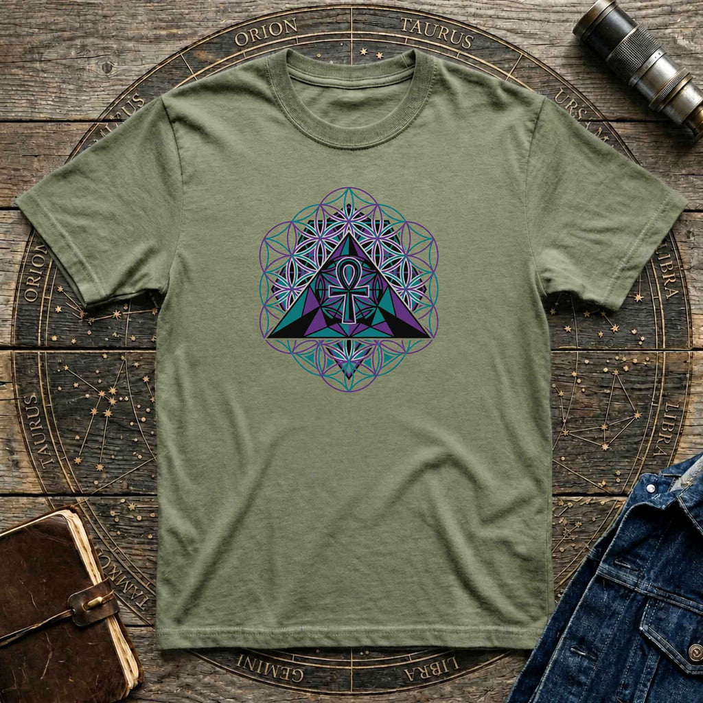 Ankh Pyramid Sacred Geometry Tee
