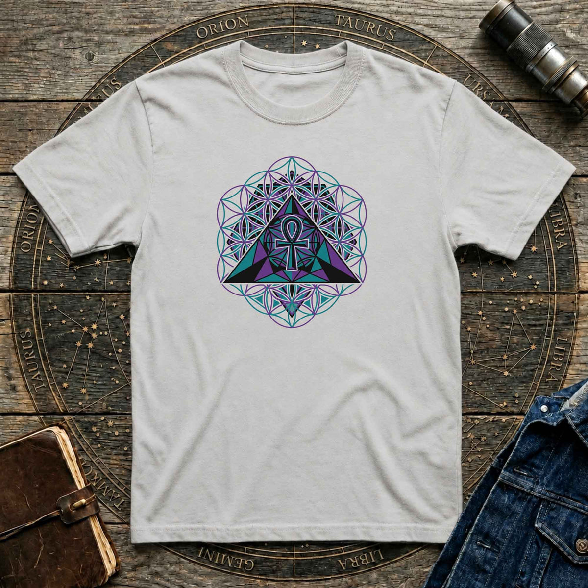 Ankh Pyramid Sacred Geometry Tee