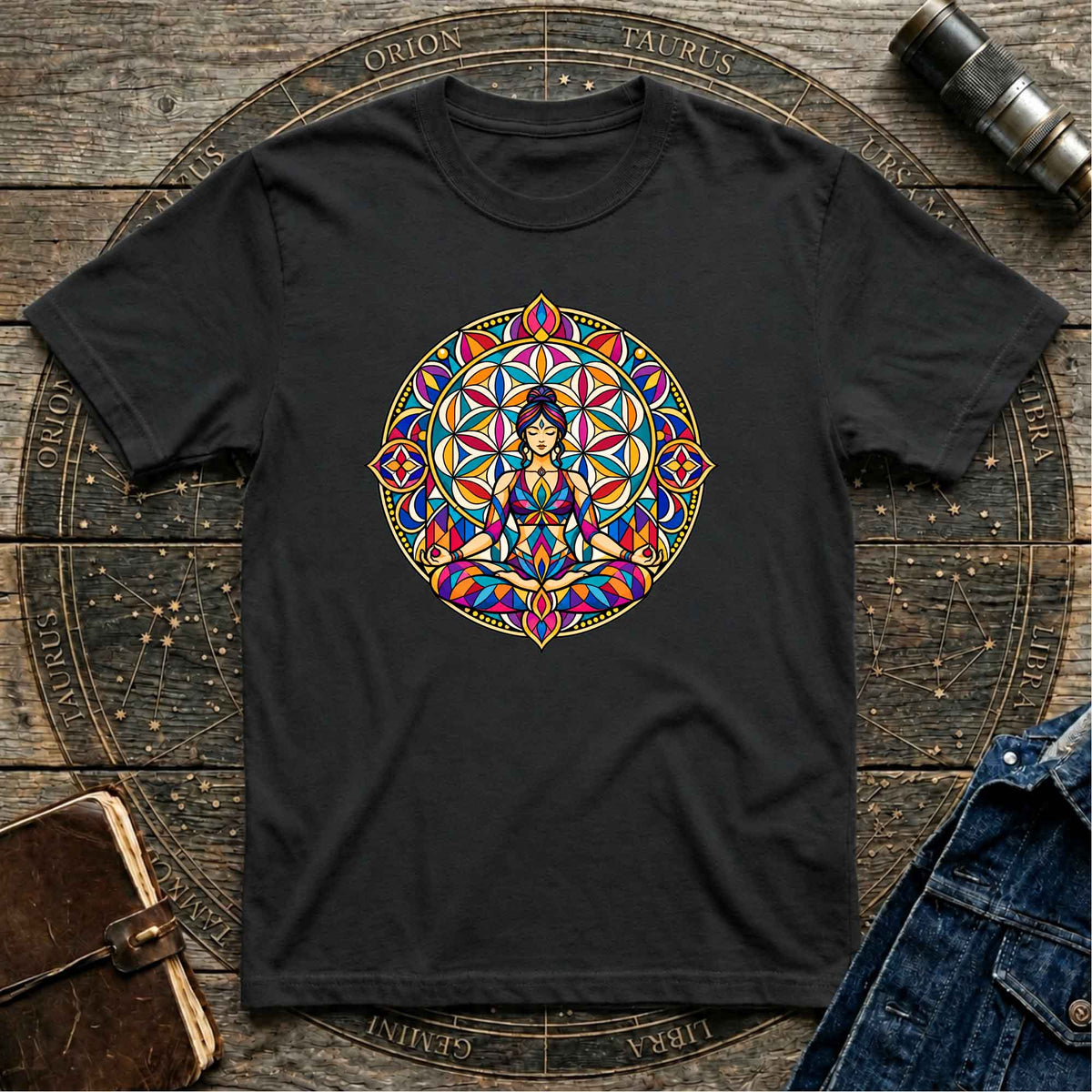 Stained Glass Yoga Back T-shirt