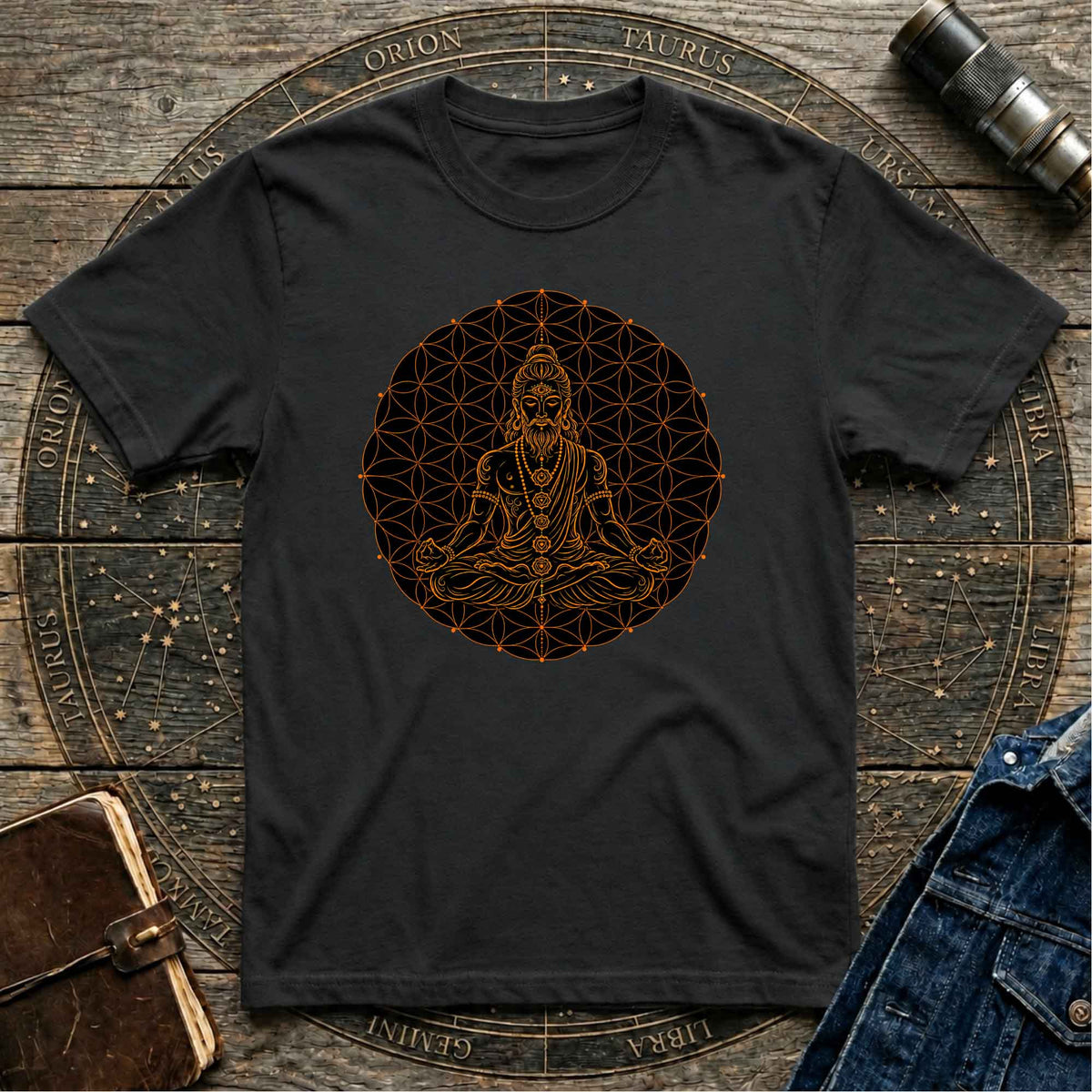 Cosmic Yogi Mandala Black T-Shirt