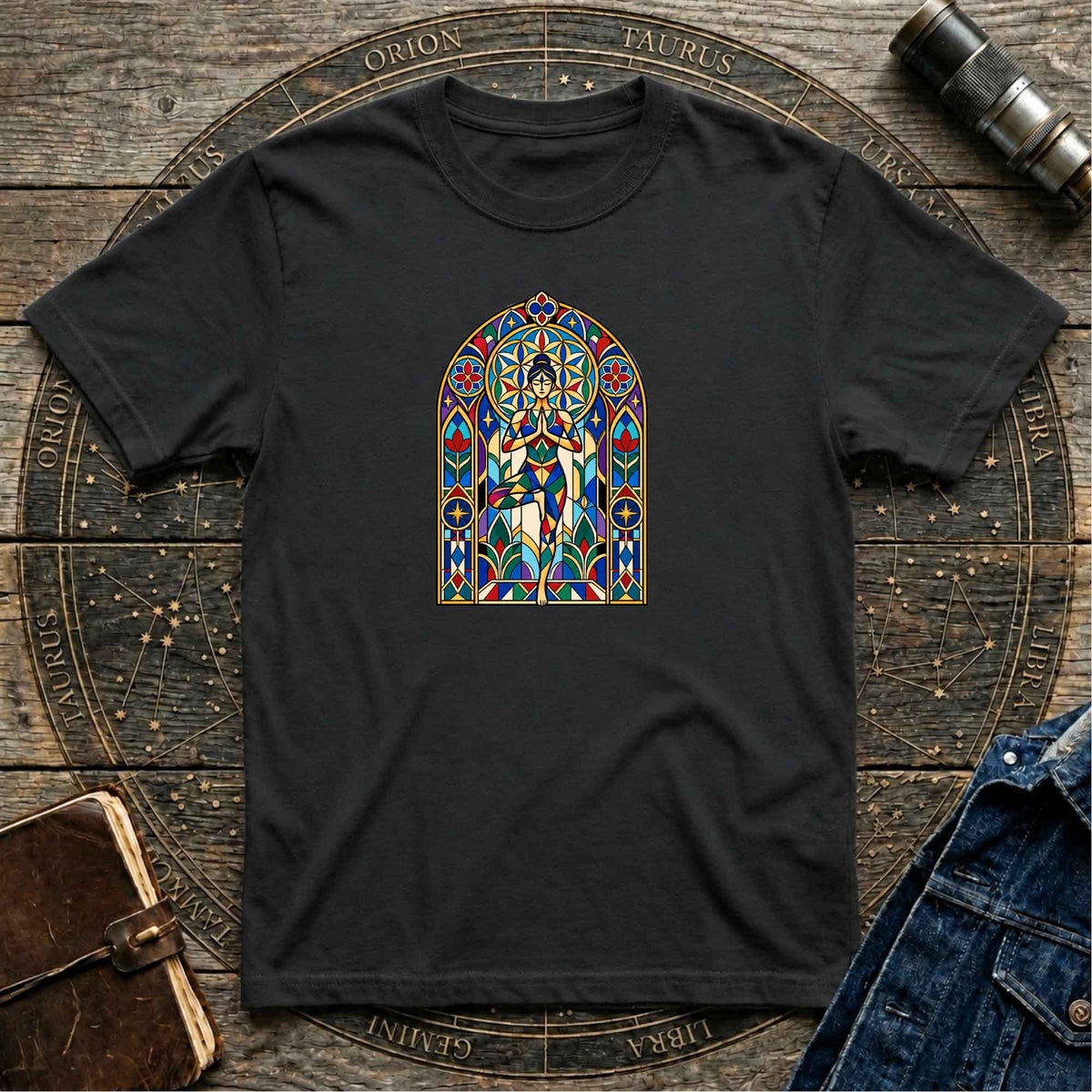 Stained Window Yogi Black T-shirt