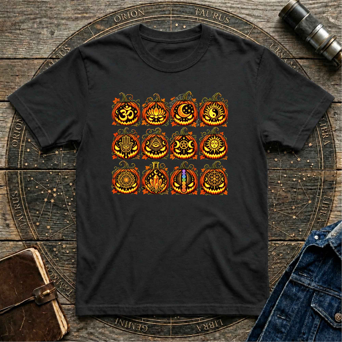 Halloween Black  T-shirt Sacred symbols