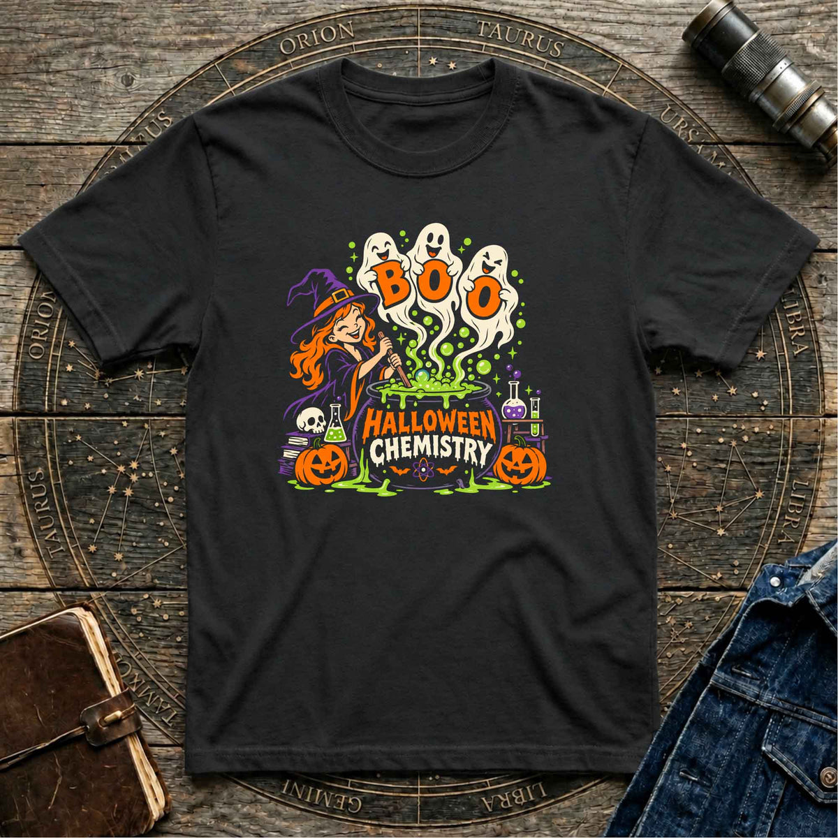 Black Halloween Chemistry Young Witch T-shirt