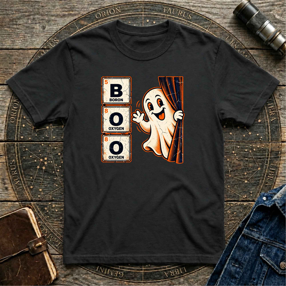 Halloween Black T-Shirt Science Boo Ghost