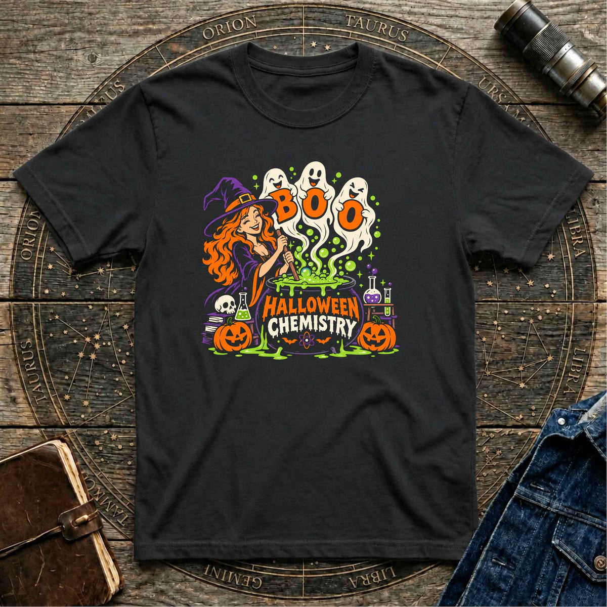 Halloween Black T-Shirt Witch Chemistry