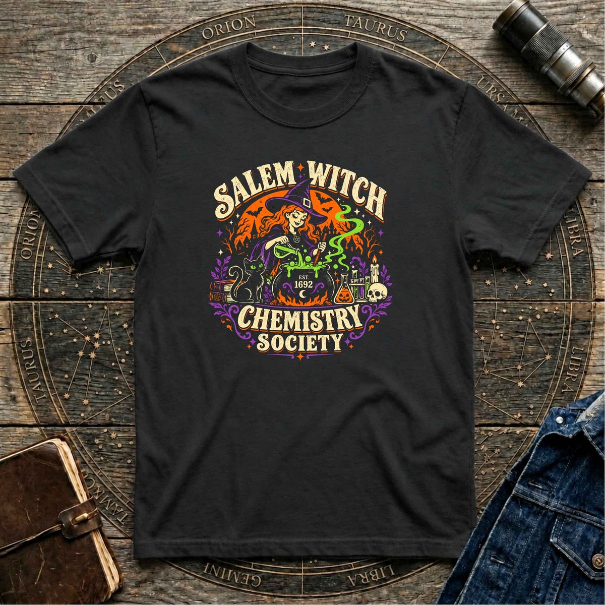Halloween Black T-Shirt Salem Witch