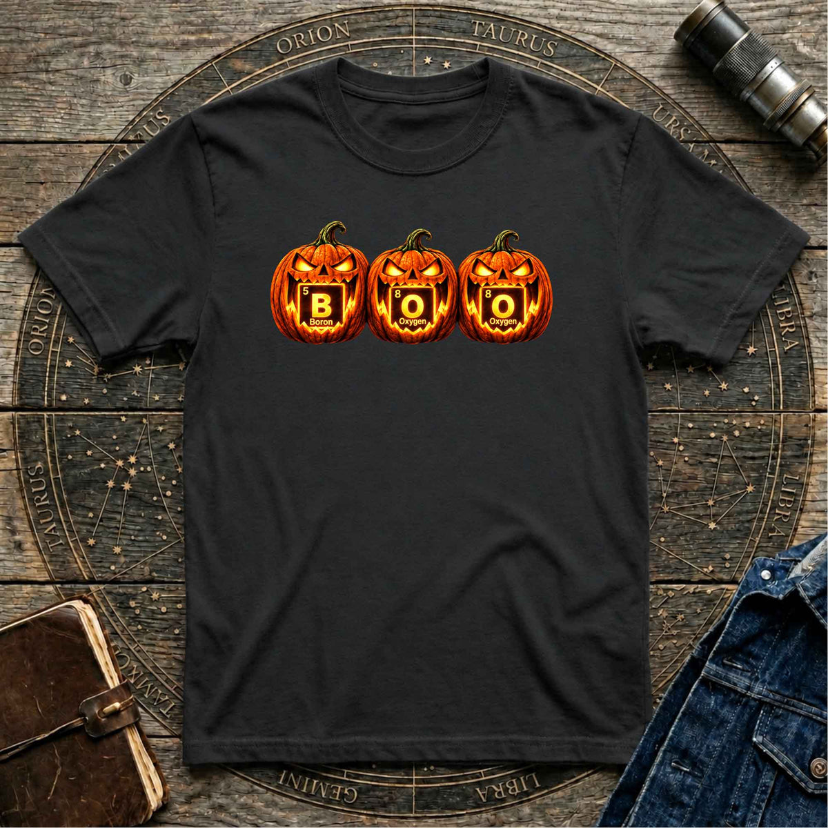 Halloween Black T-Shirt Scary Science Pumpkins