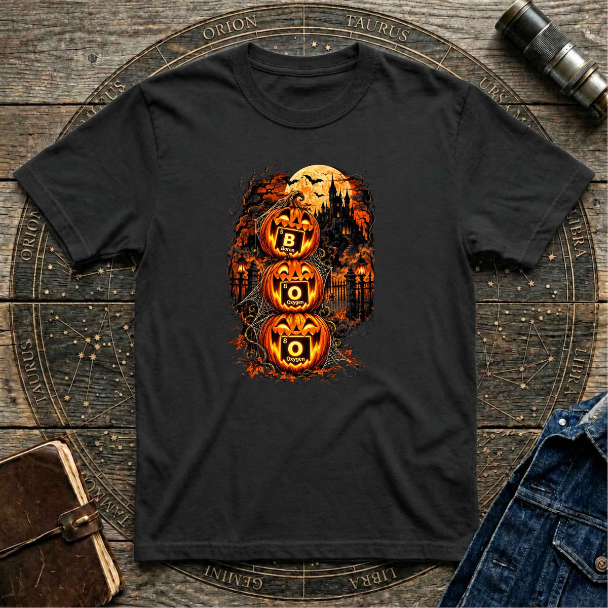 Halloween Black T-Shirt Haunted Science
